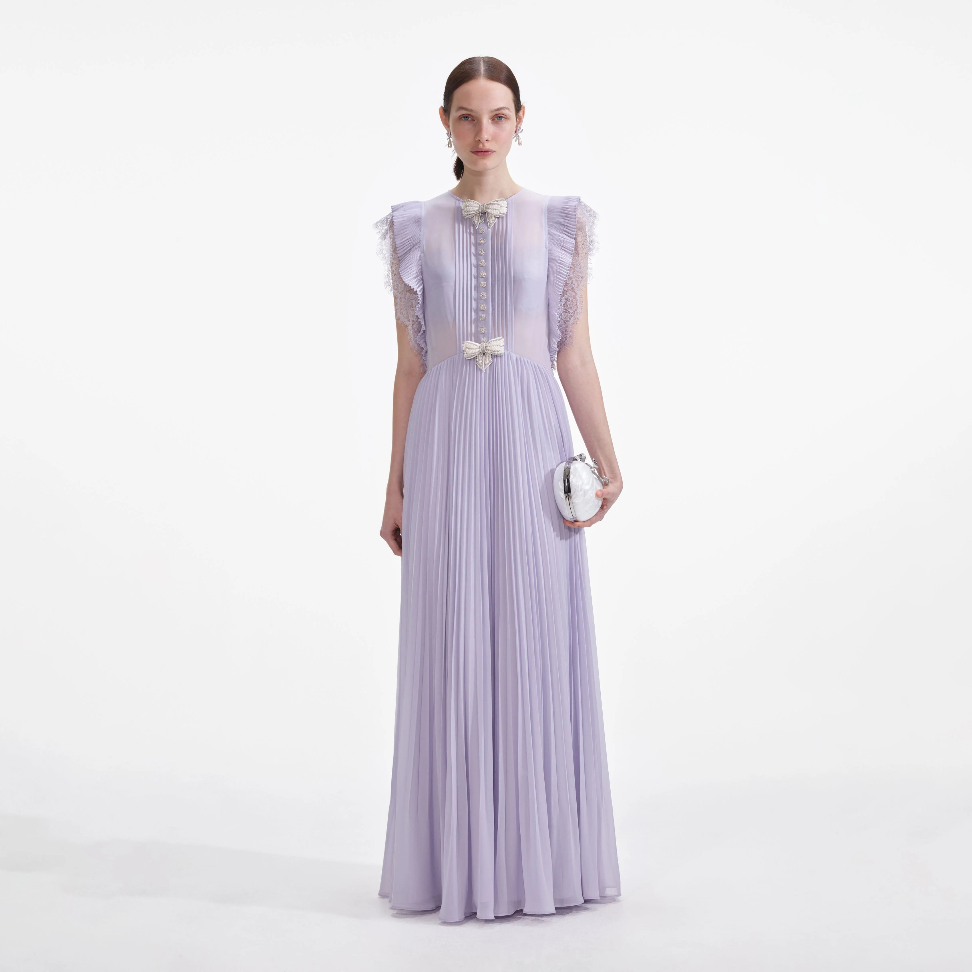 Lilac Chiffon Ruffle Maxi Dress