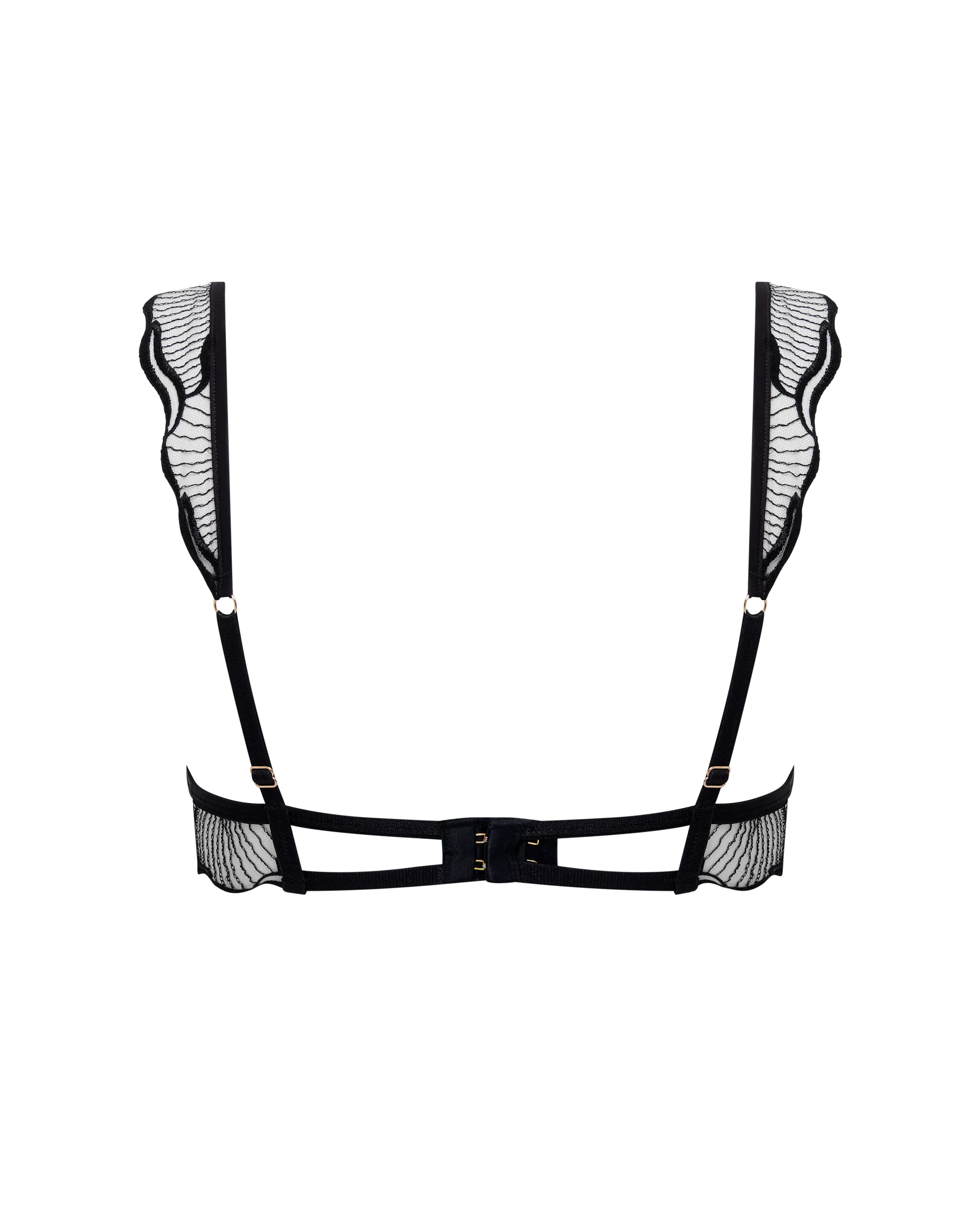 Marabel Embroidered Sheer Bra Black