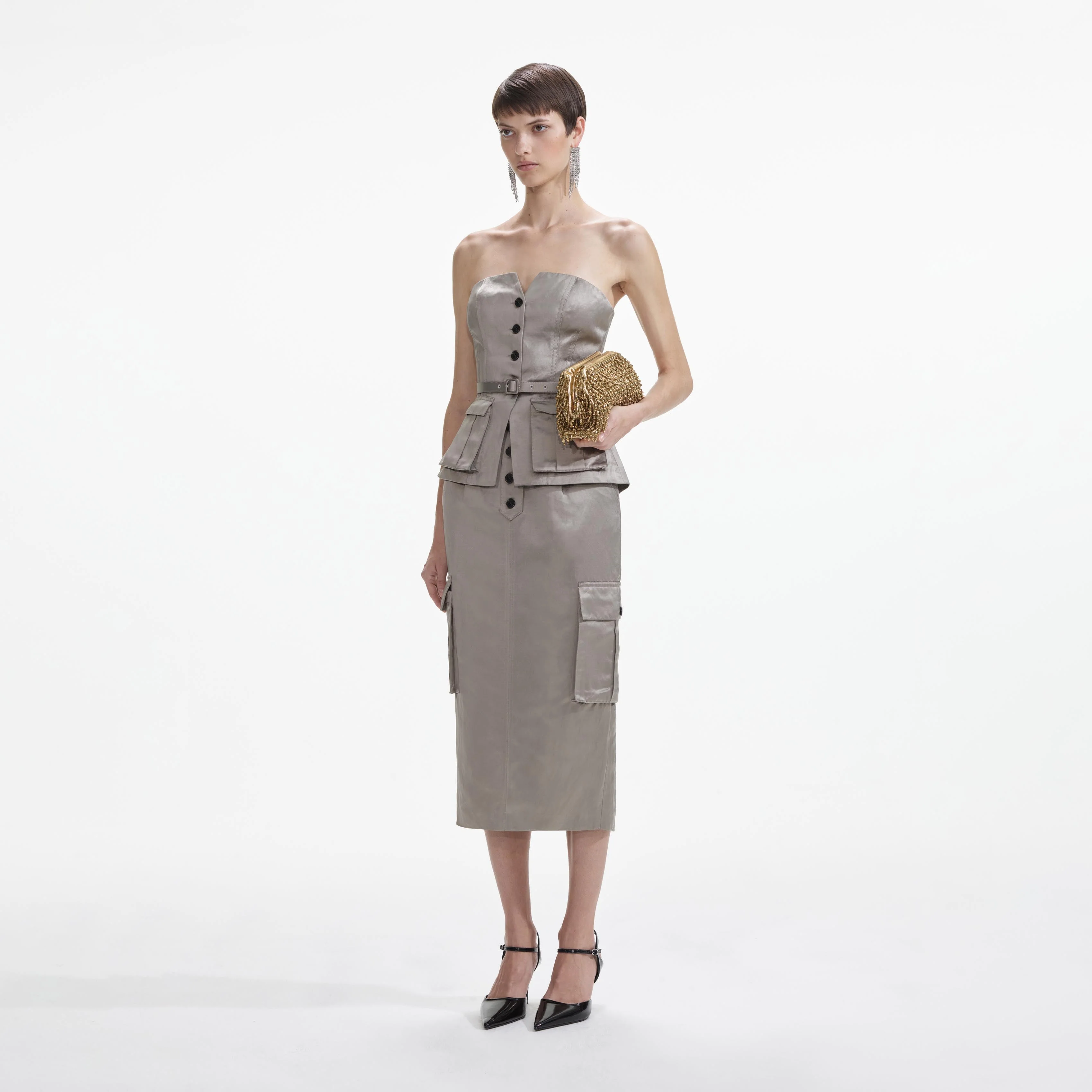 Taupe Satin Corset Top