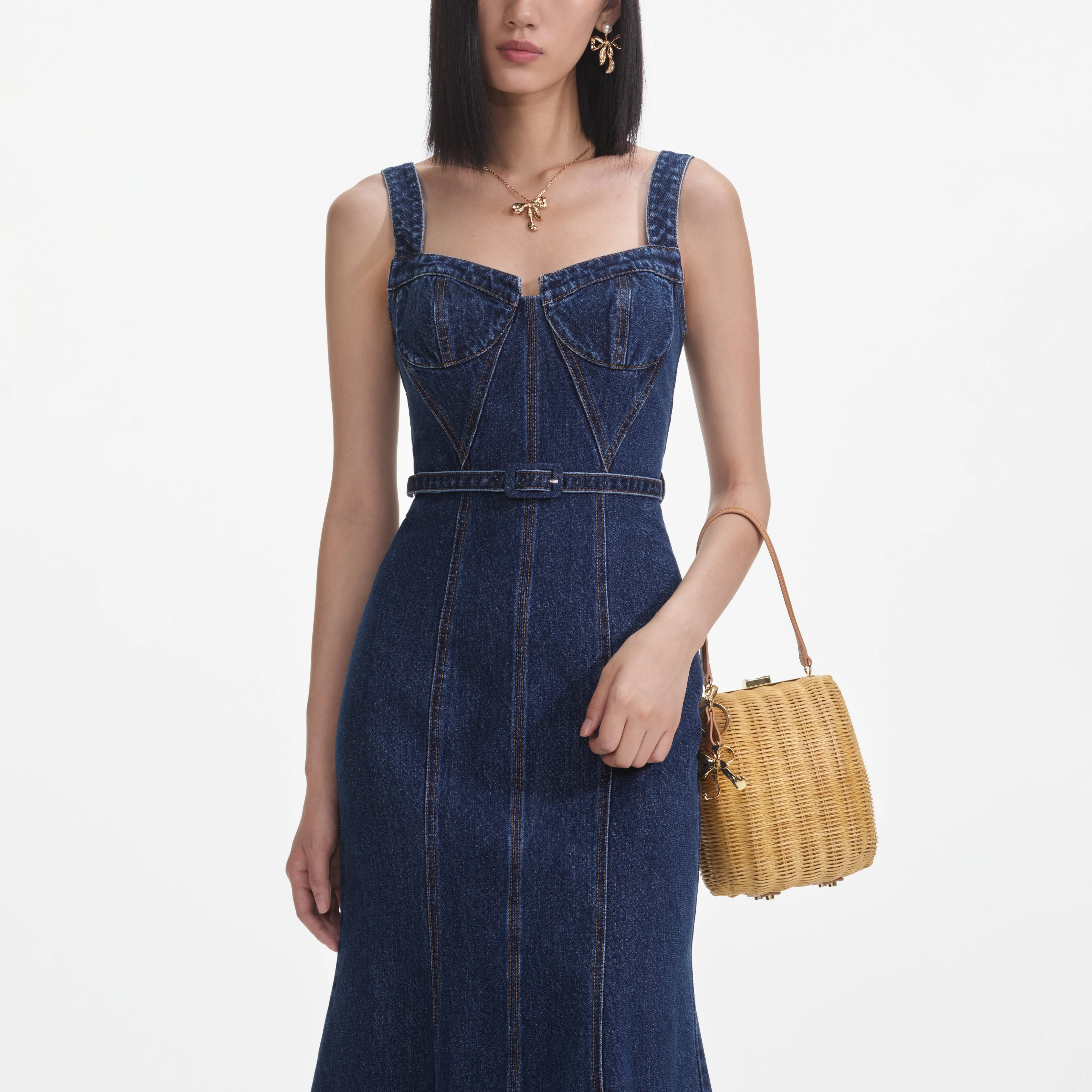 Denim Sweetheart Midi Dress