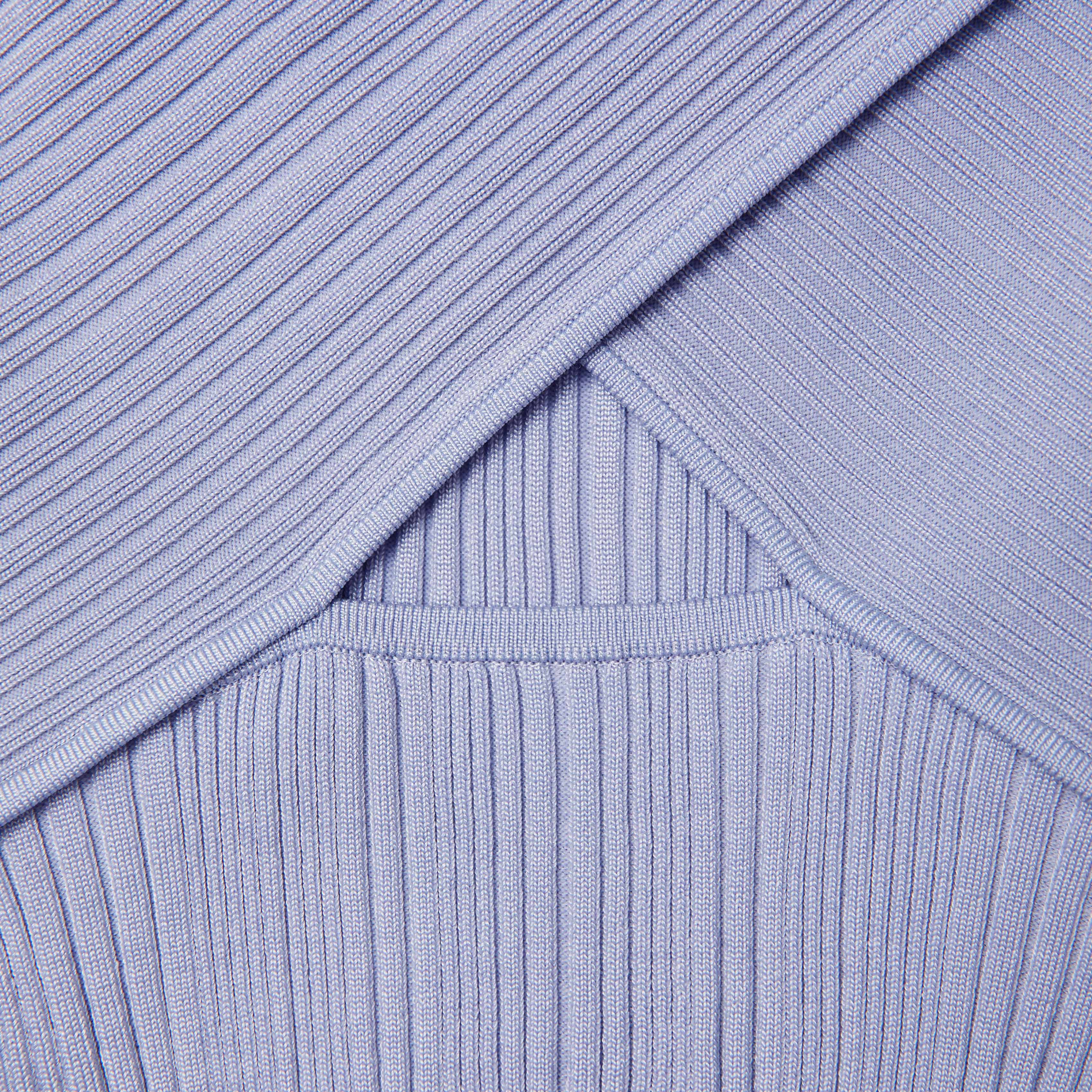 Blue Knit Lace Insert Mini Dress