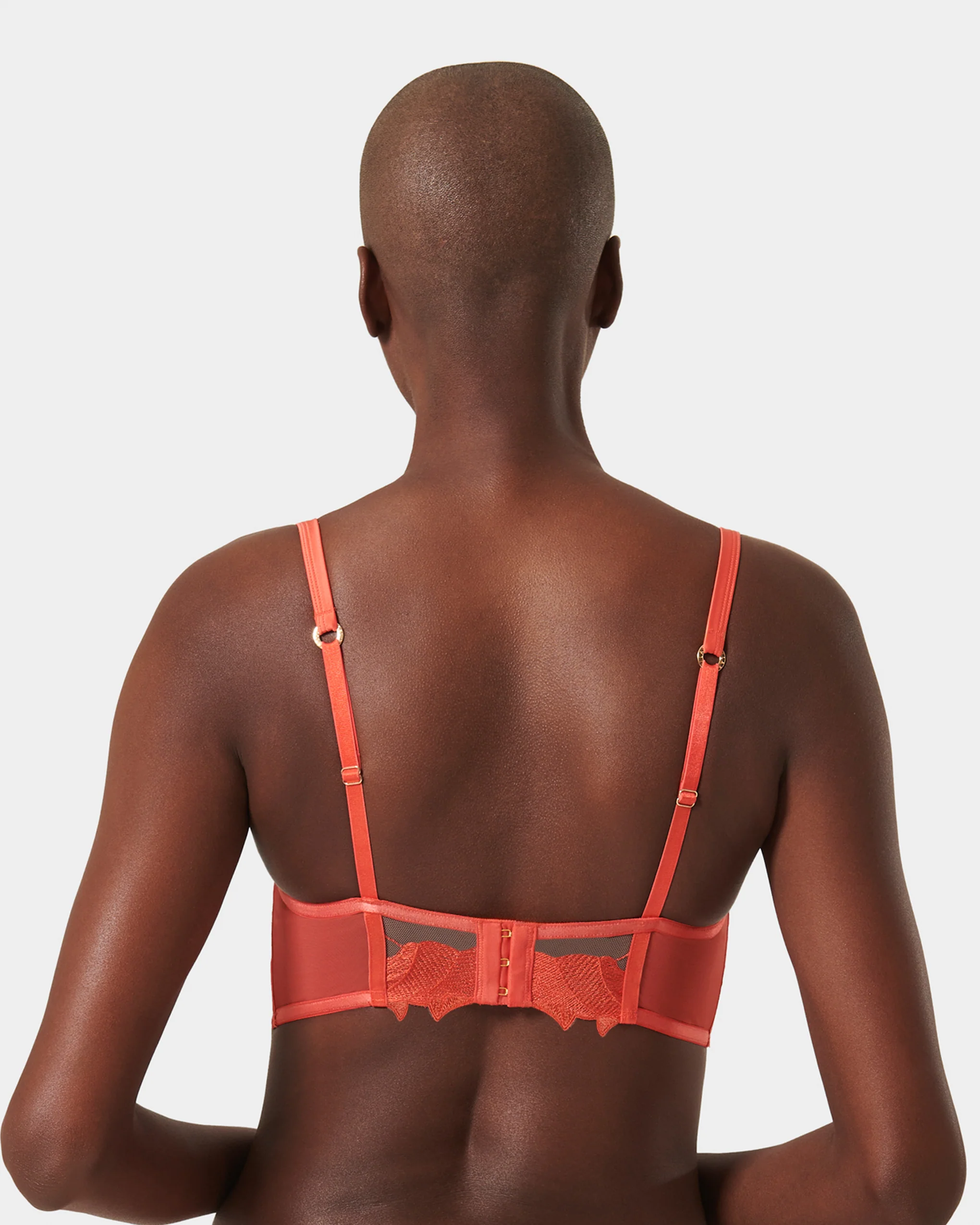 Serenity Wired Longline Bra Hot Coral/Sheer