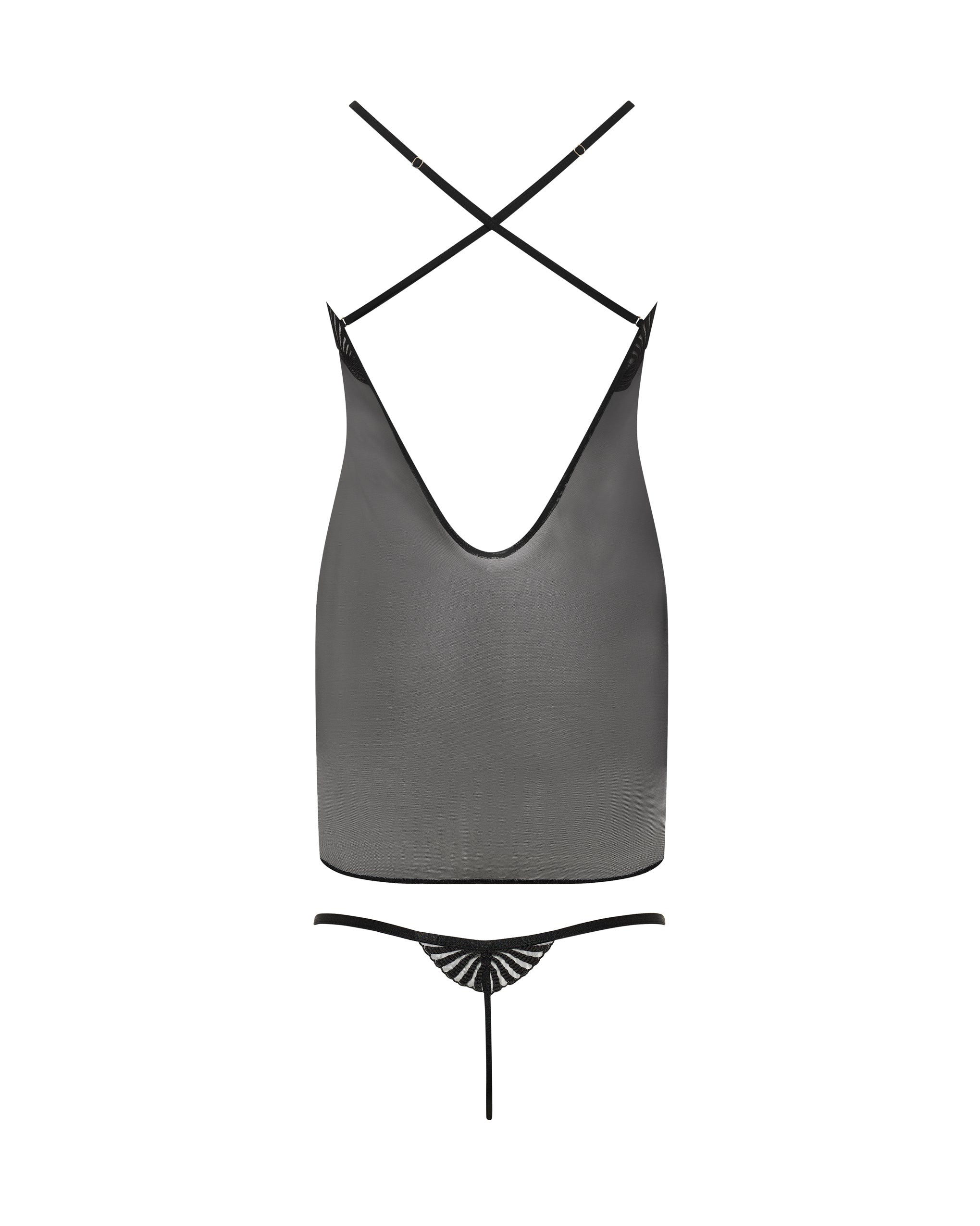 Trista Short Chemise and Thong Set Black