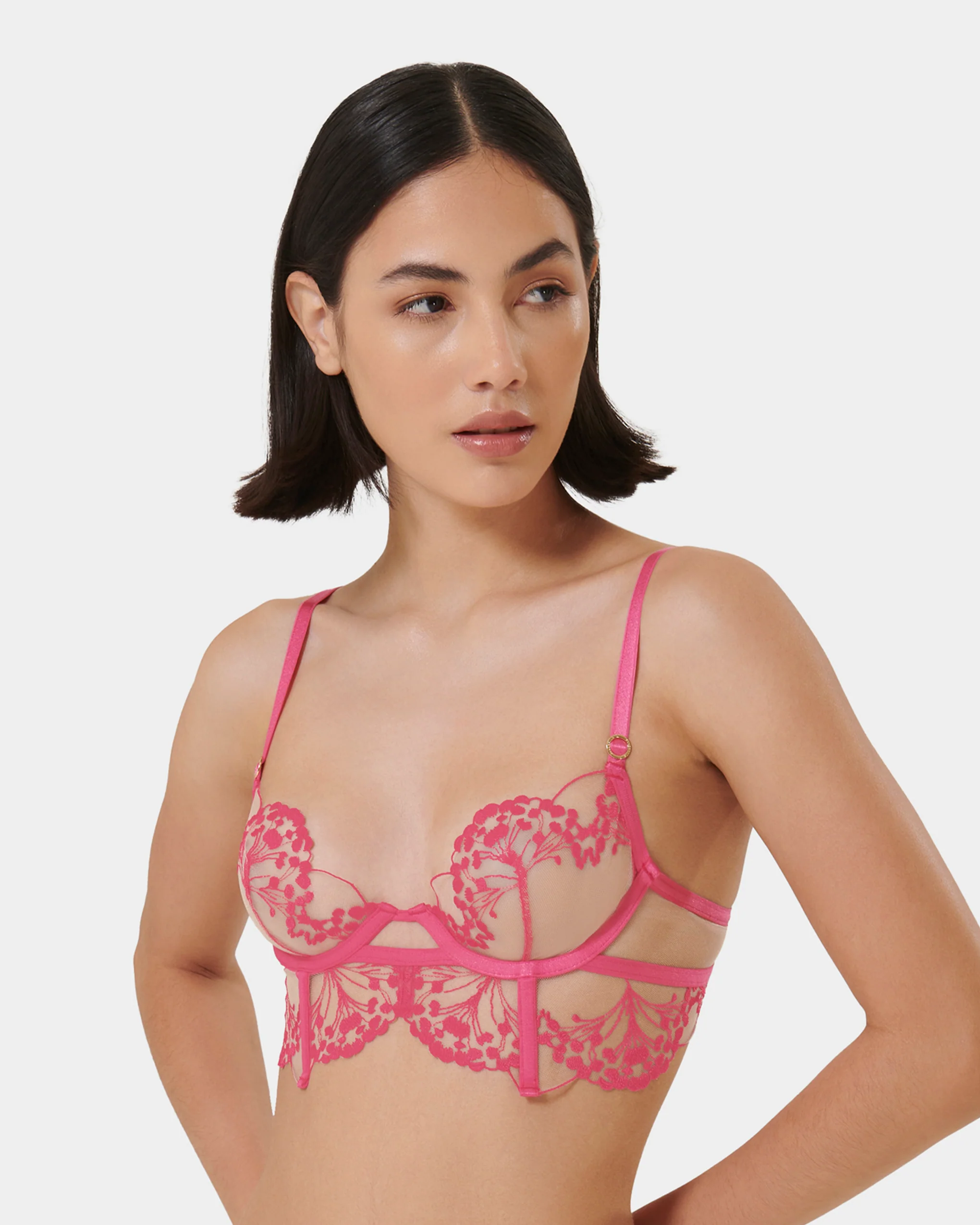 Marisa Embroidered Sheer Bra Pink