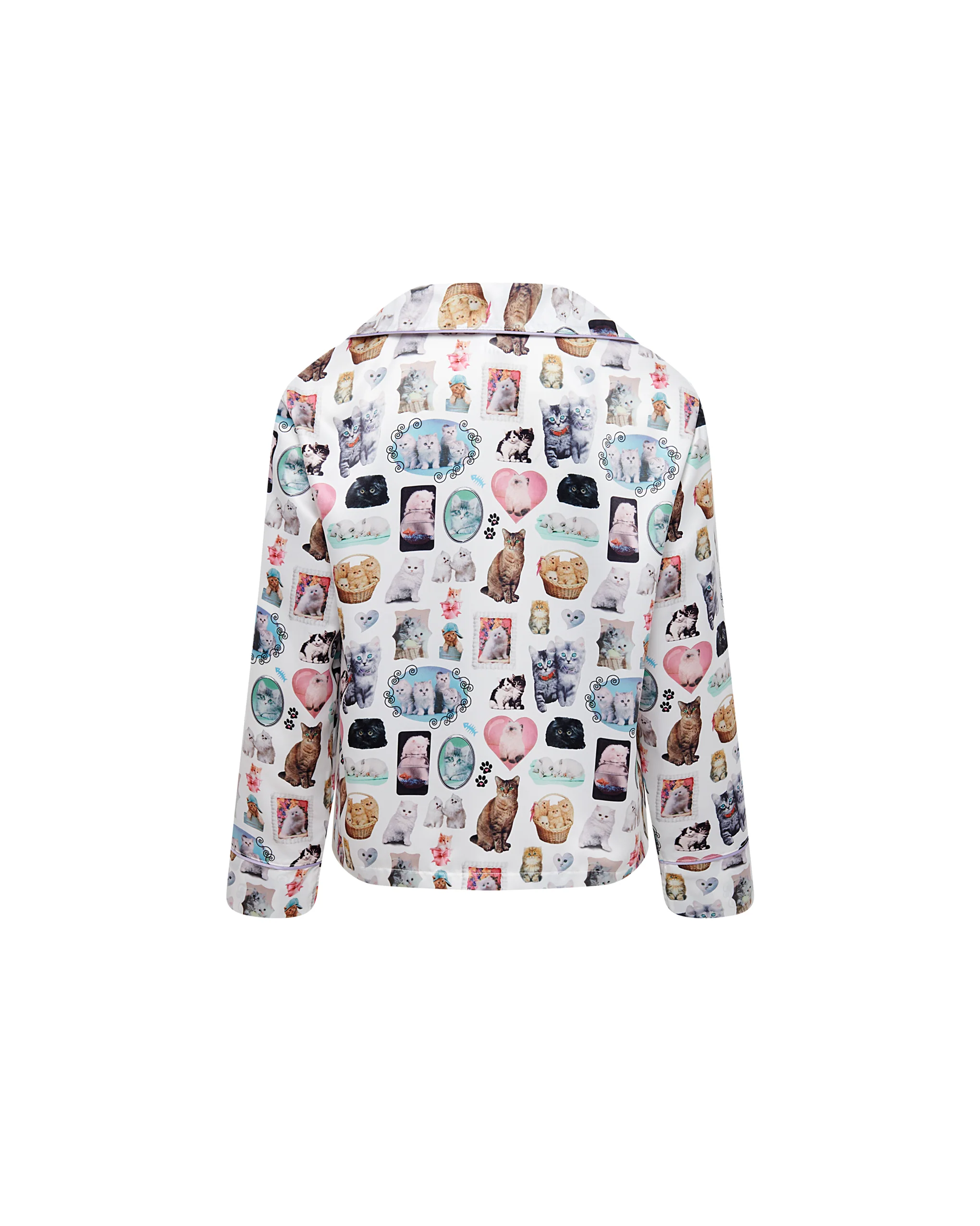 BB x Ashley Williams Kitten Print Luxury Satin Shirt