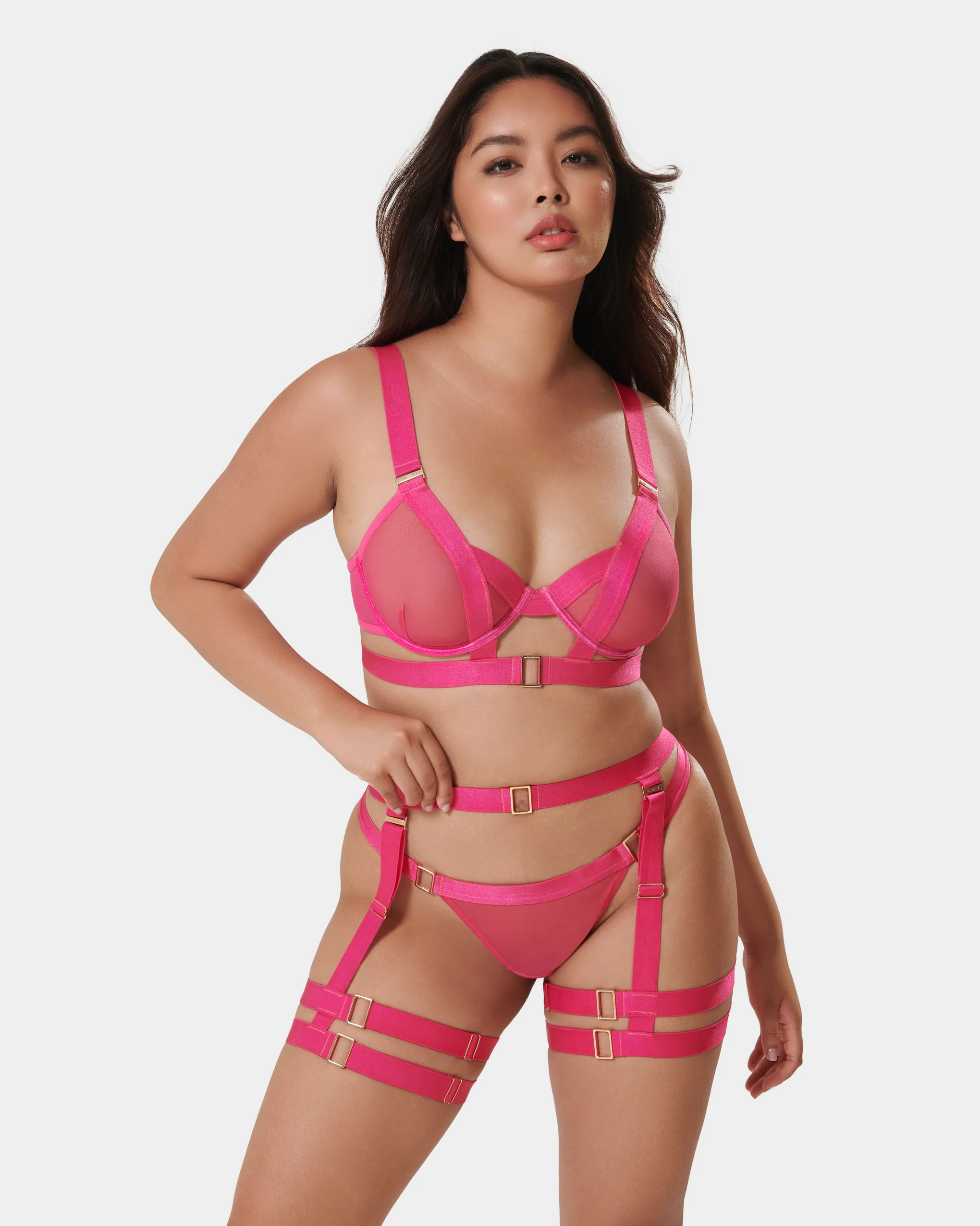Trinity Thigh Harness Fuchsia Pink