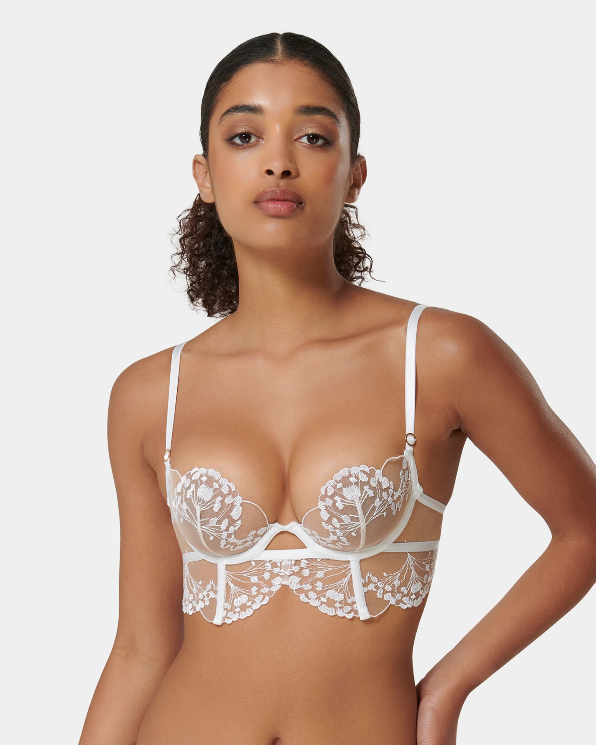 Marisa Embroidered Sheer Bra White