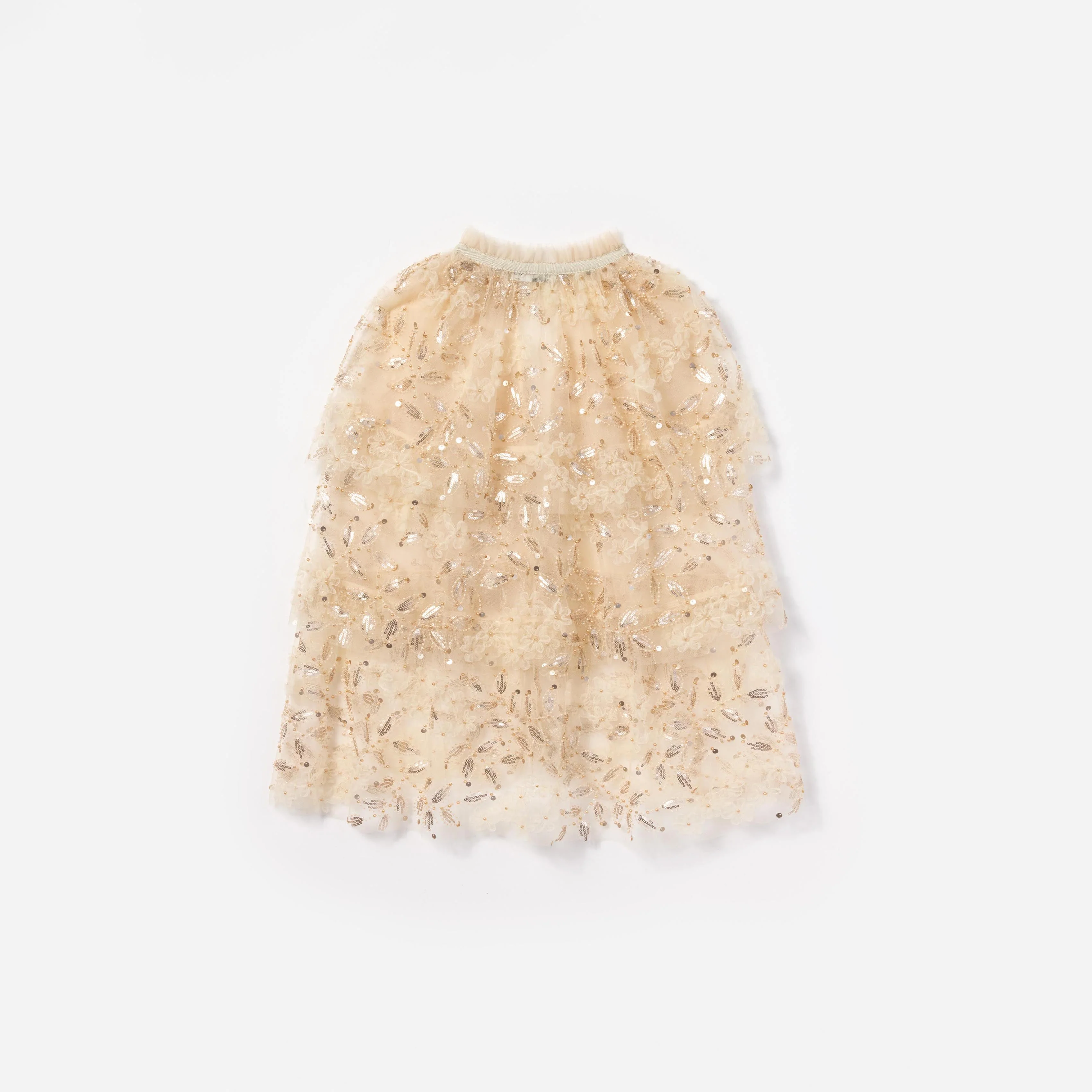 Cream Sequin Tulle Cape