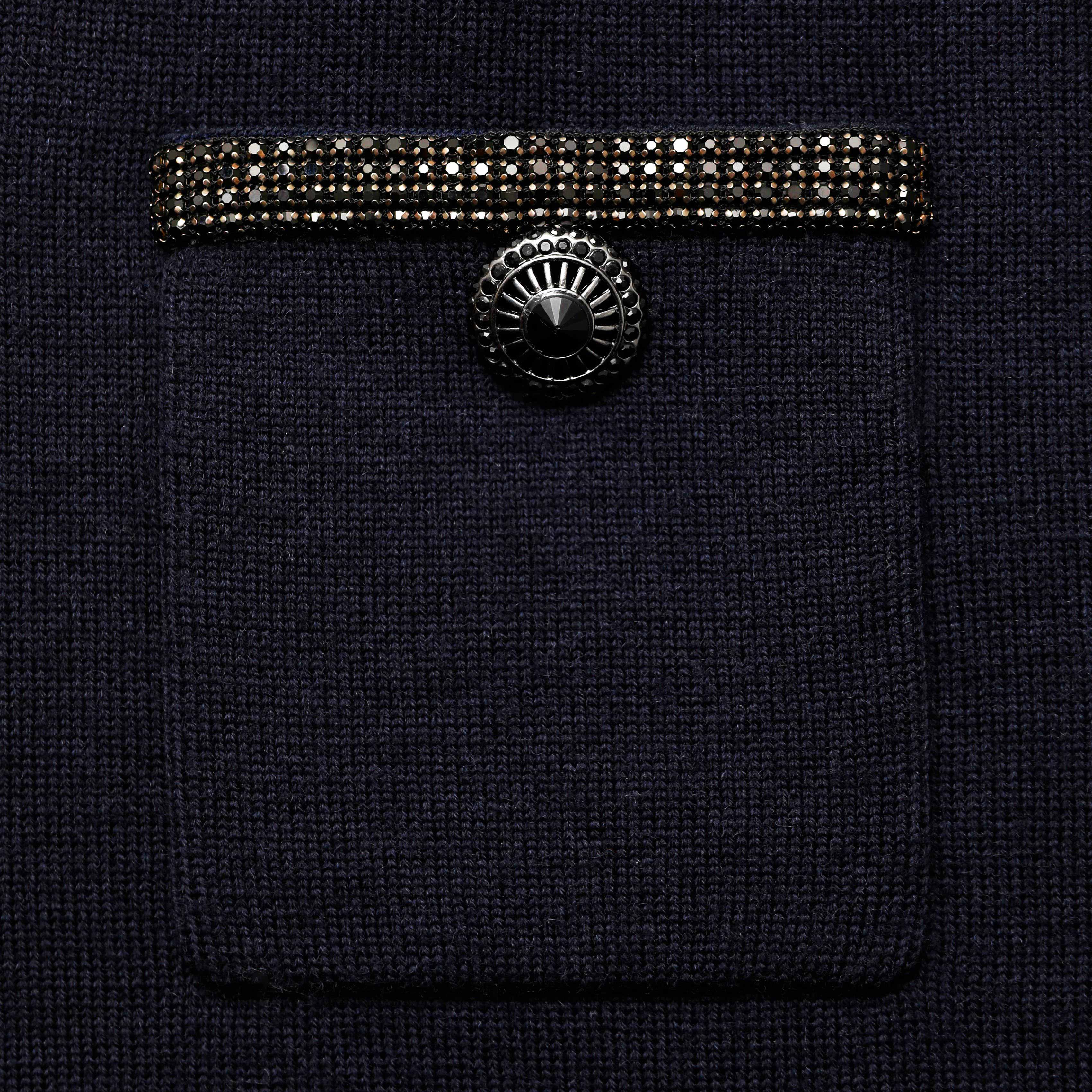 Navy Embellished Knit Midi Skirt