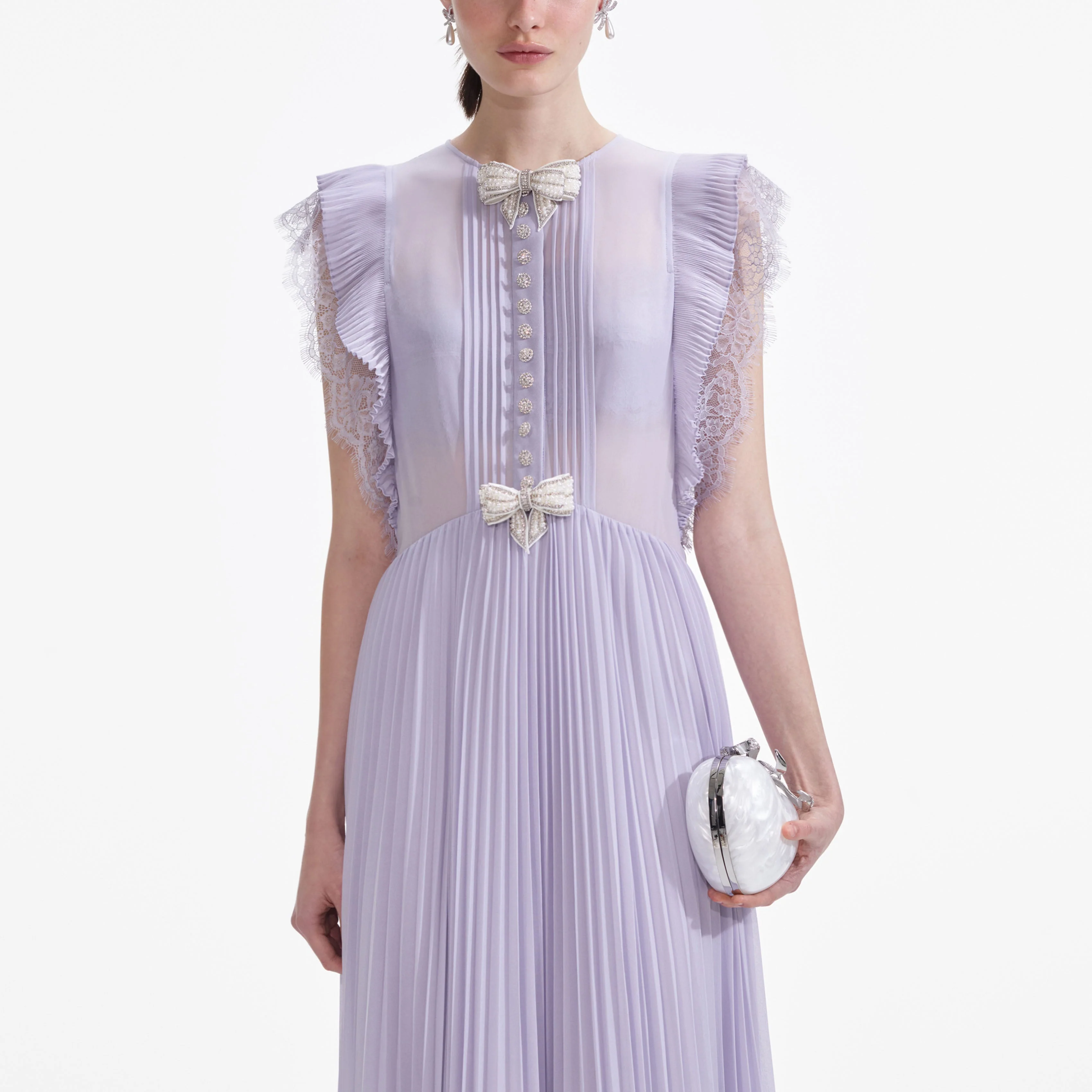 Lilac Chiffon Ruffle Maxi Dress