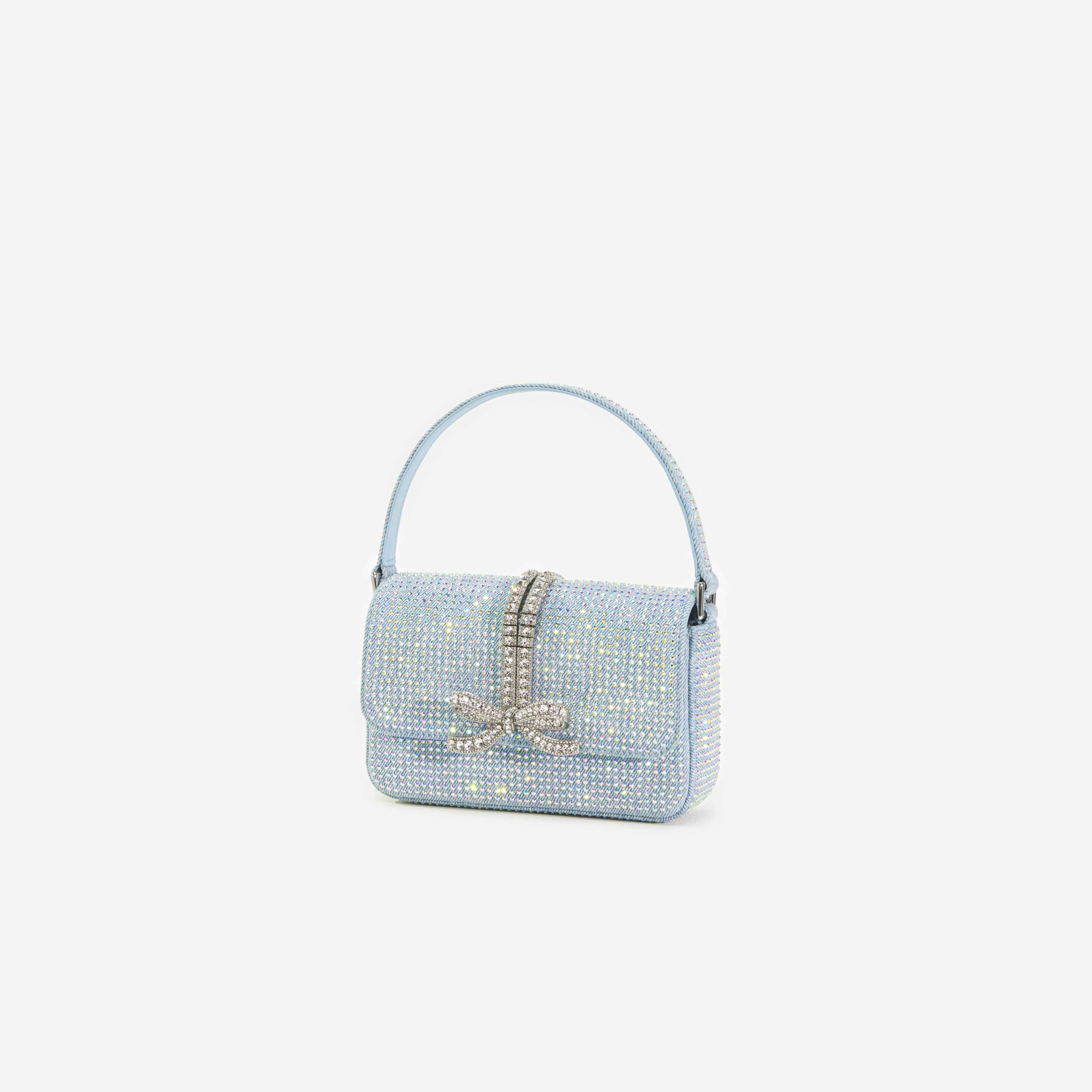 Blue Rhinestone Denim Micro Bag