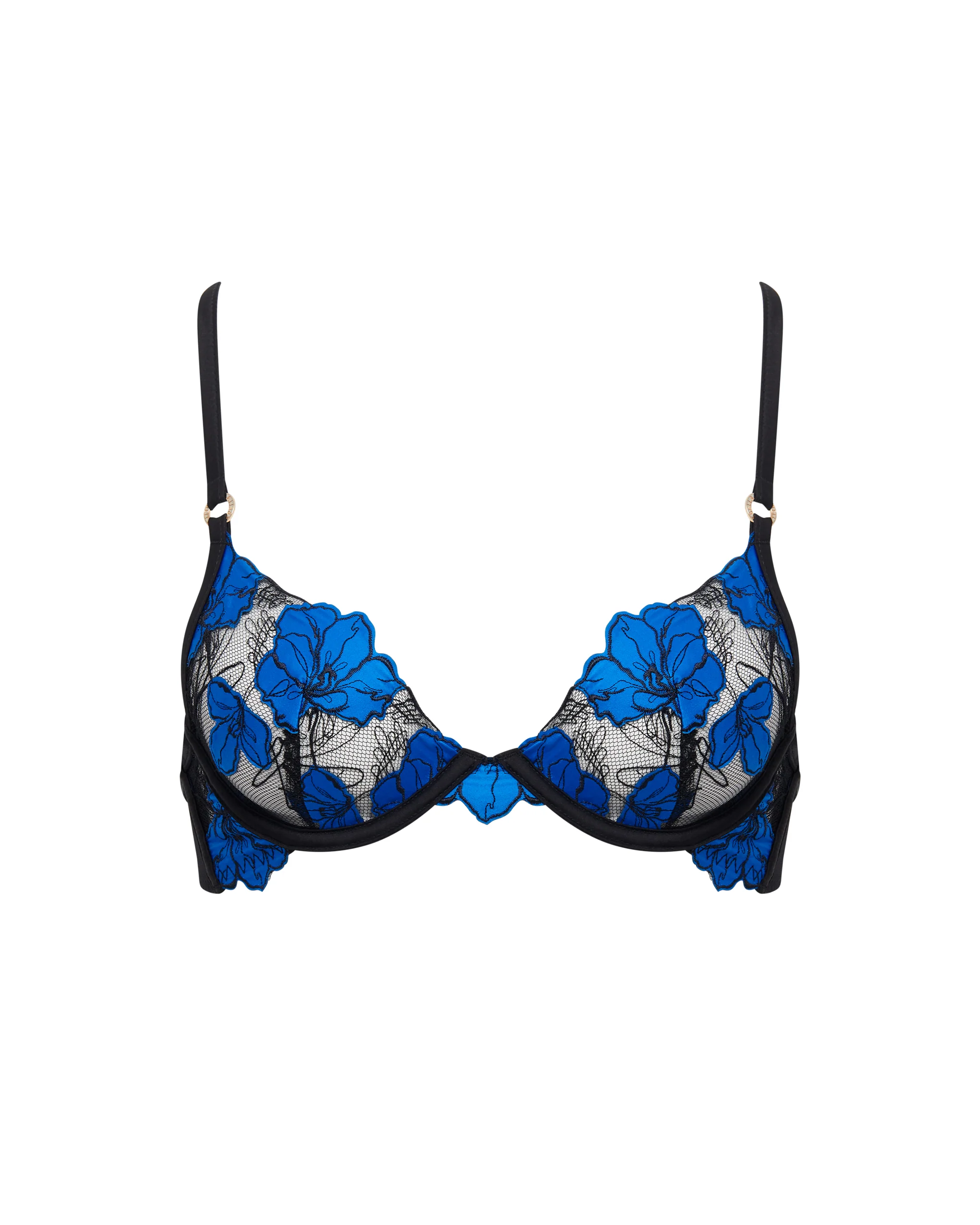 Sorento Floral Embroidered Bra Blue