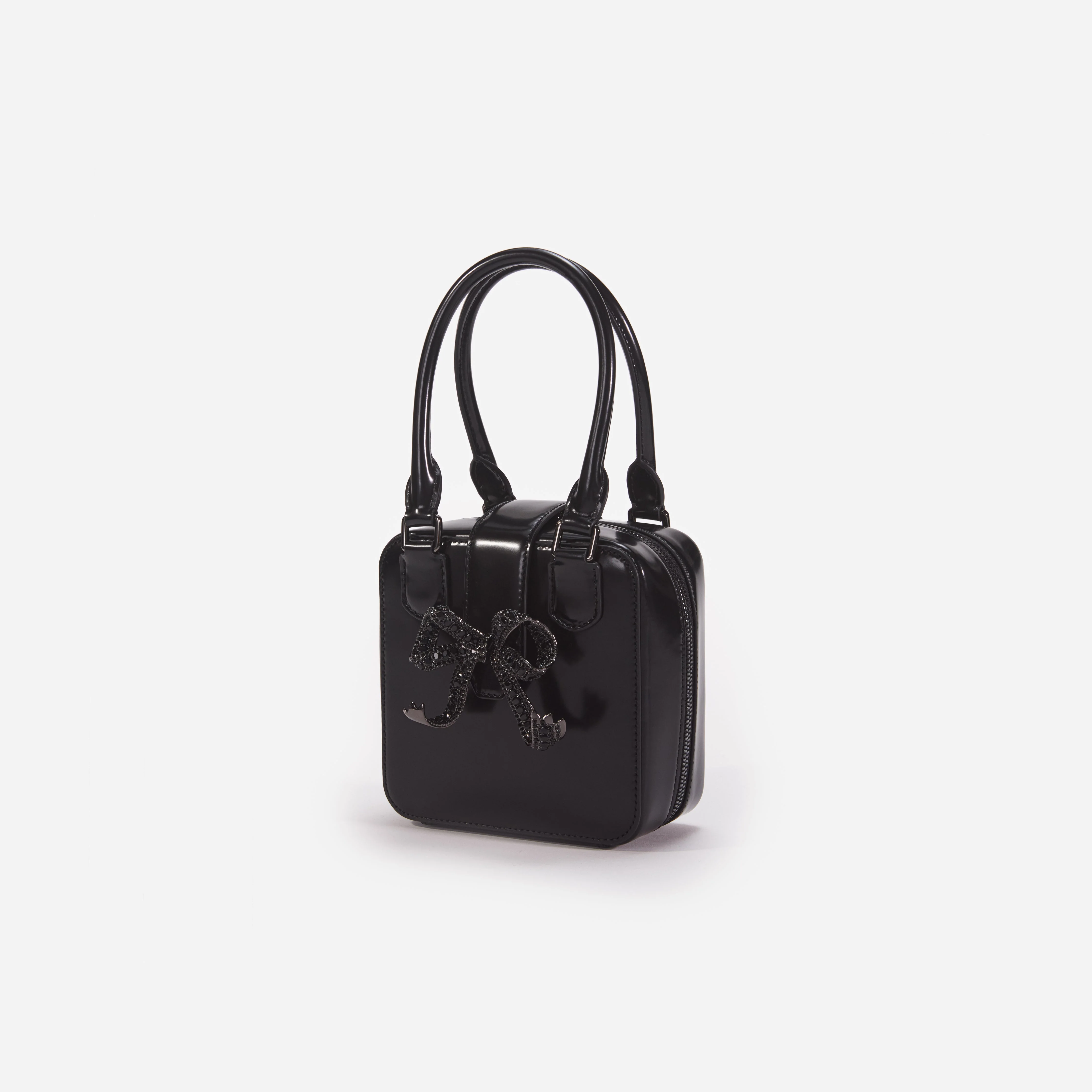 Black Leather Square Mini Tote Bag