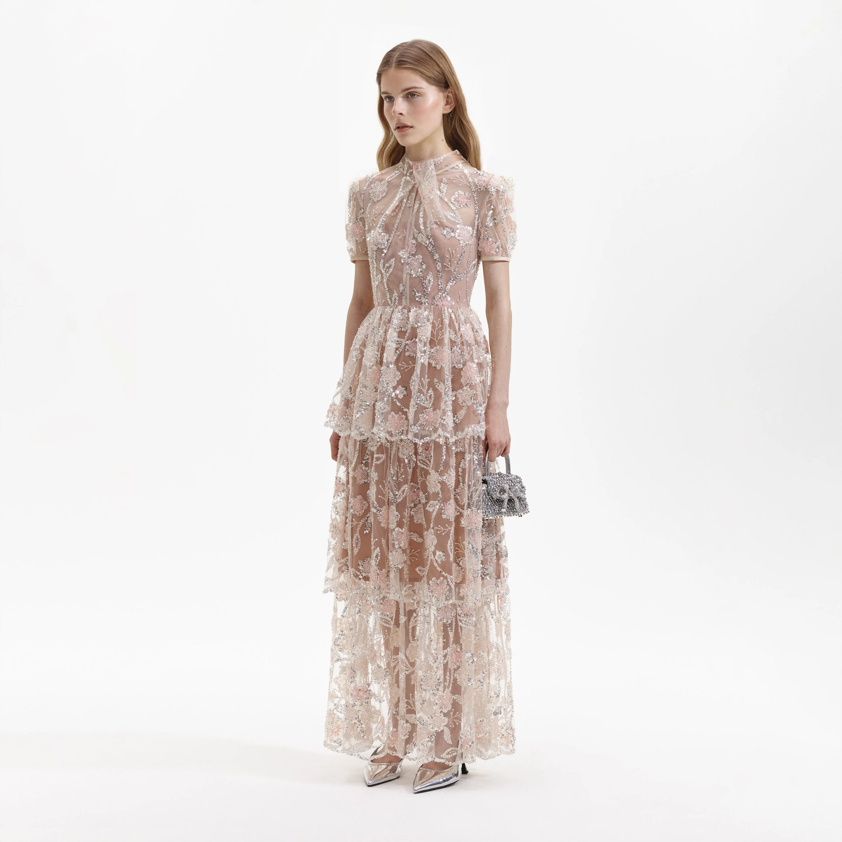 Sequin Flower Maxi Dress