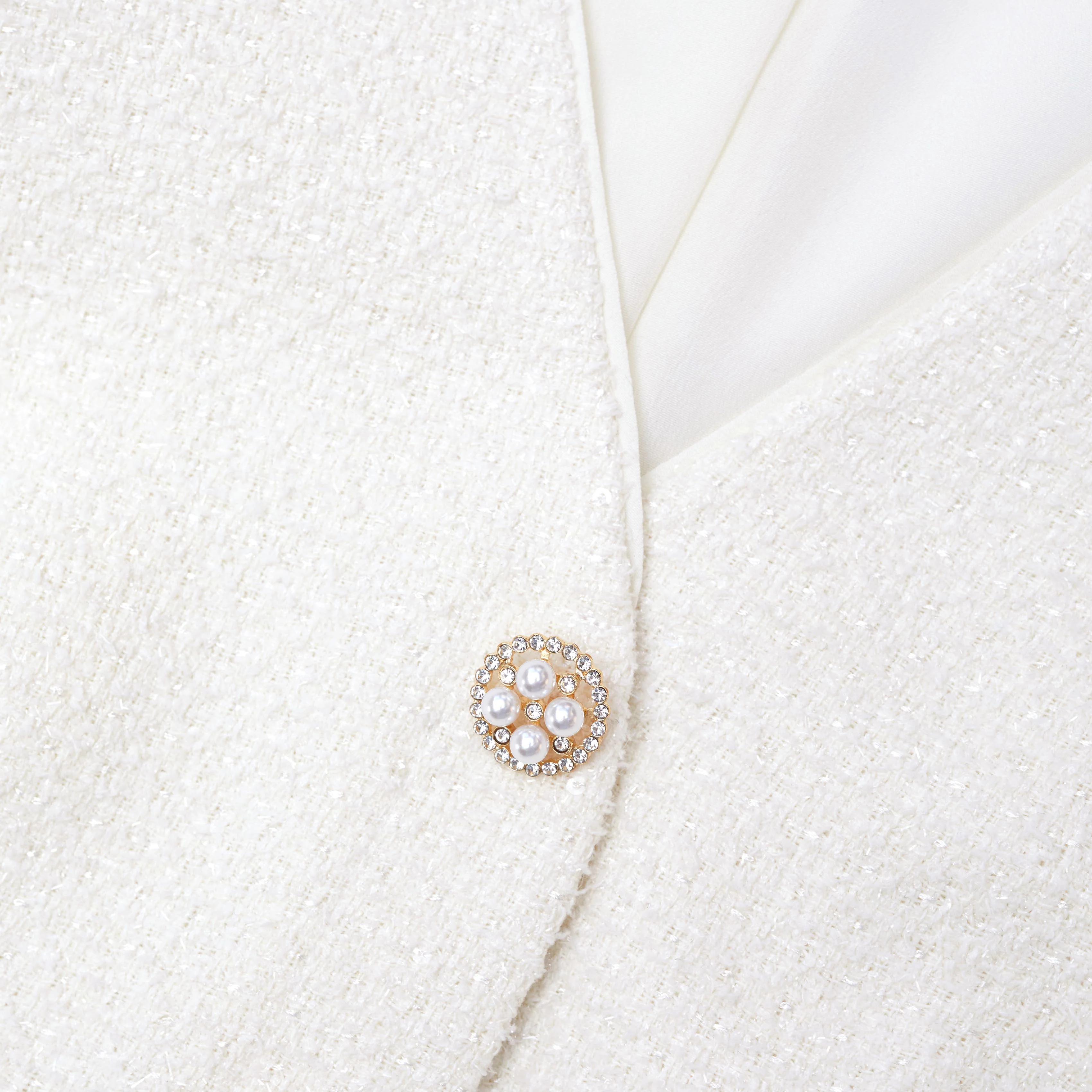 Cream Tinsel Boucle Midi Dress