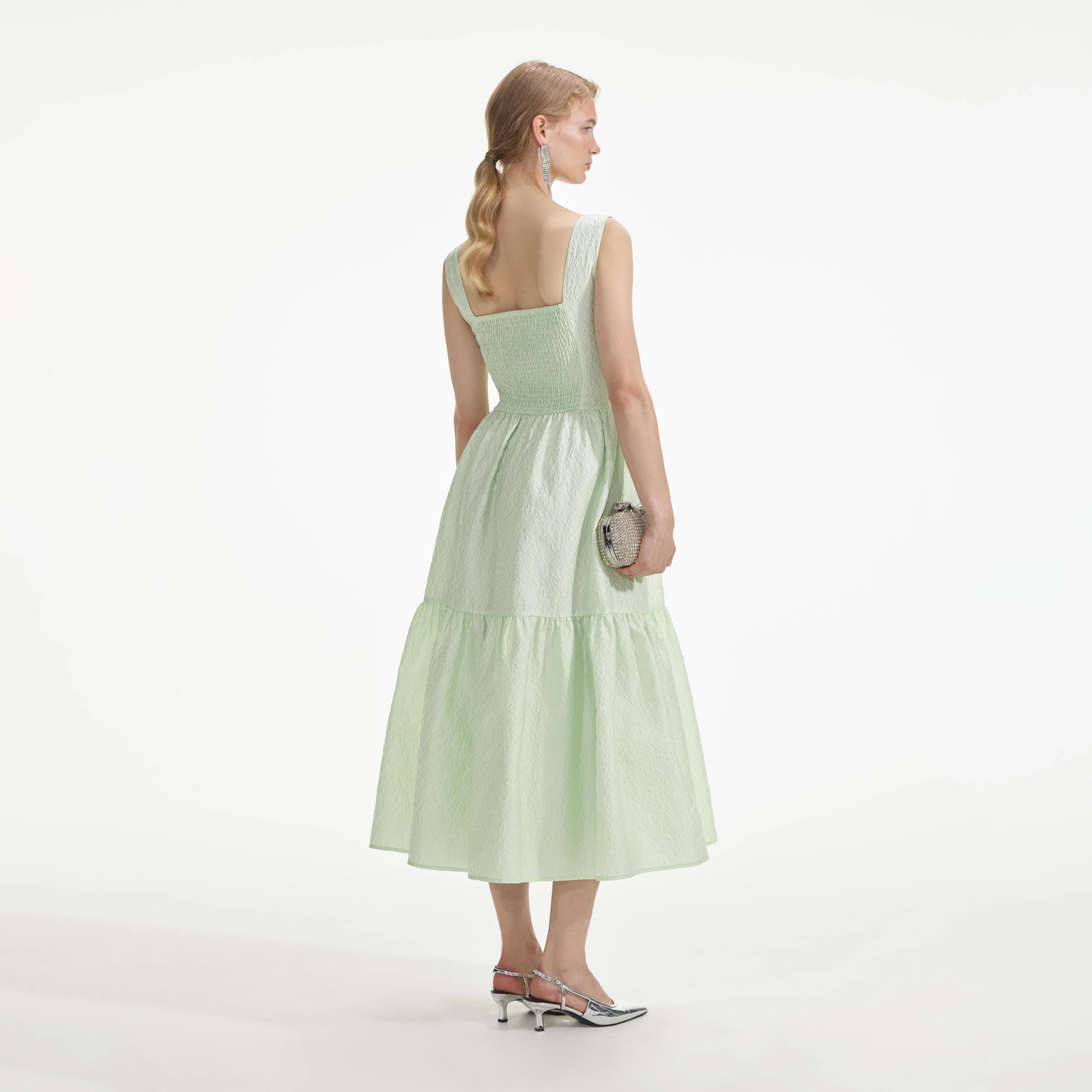 Mint Jacquard Midi Dress