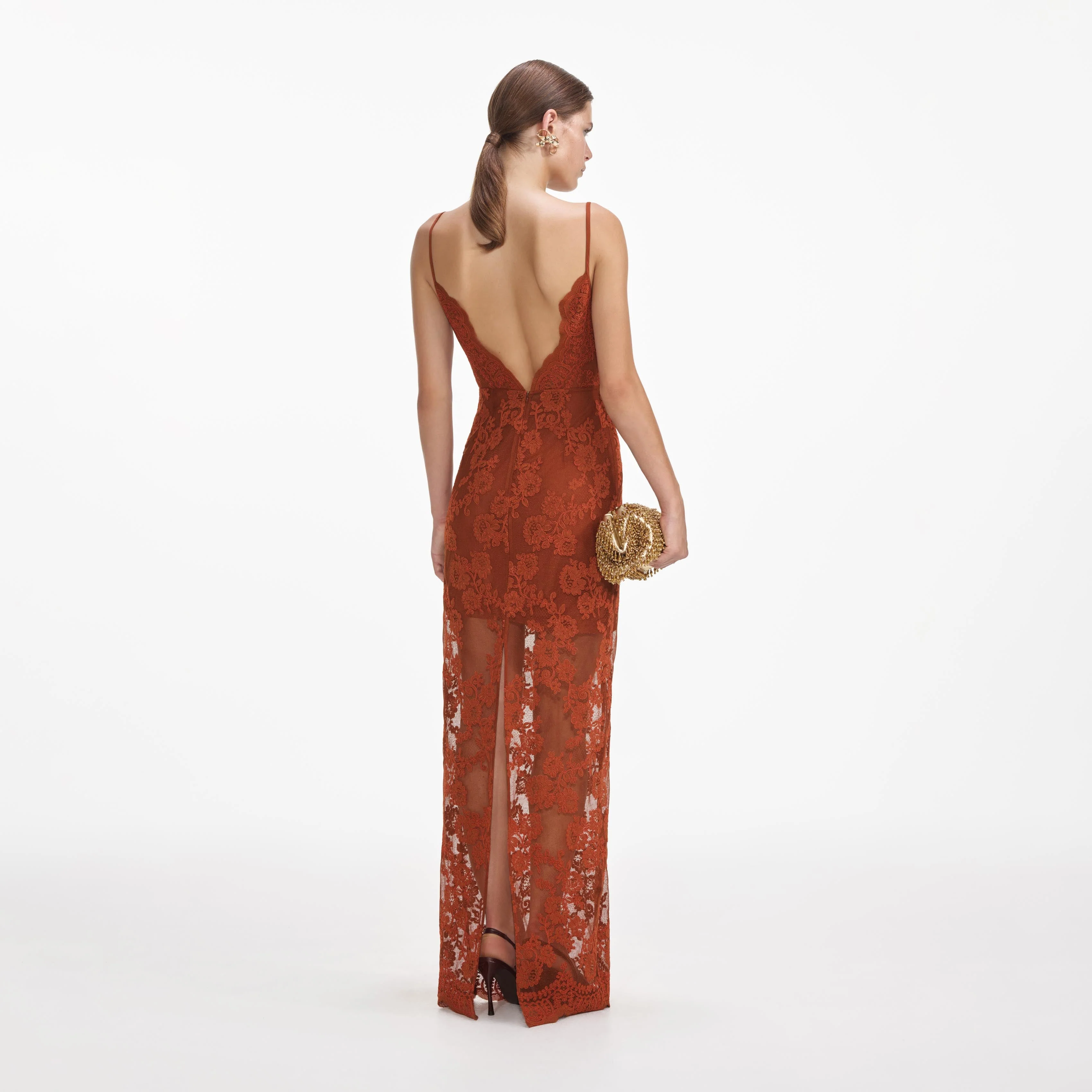 Brown Lace Maxi Dress