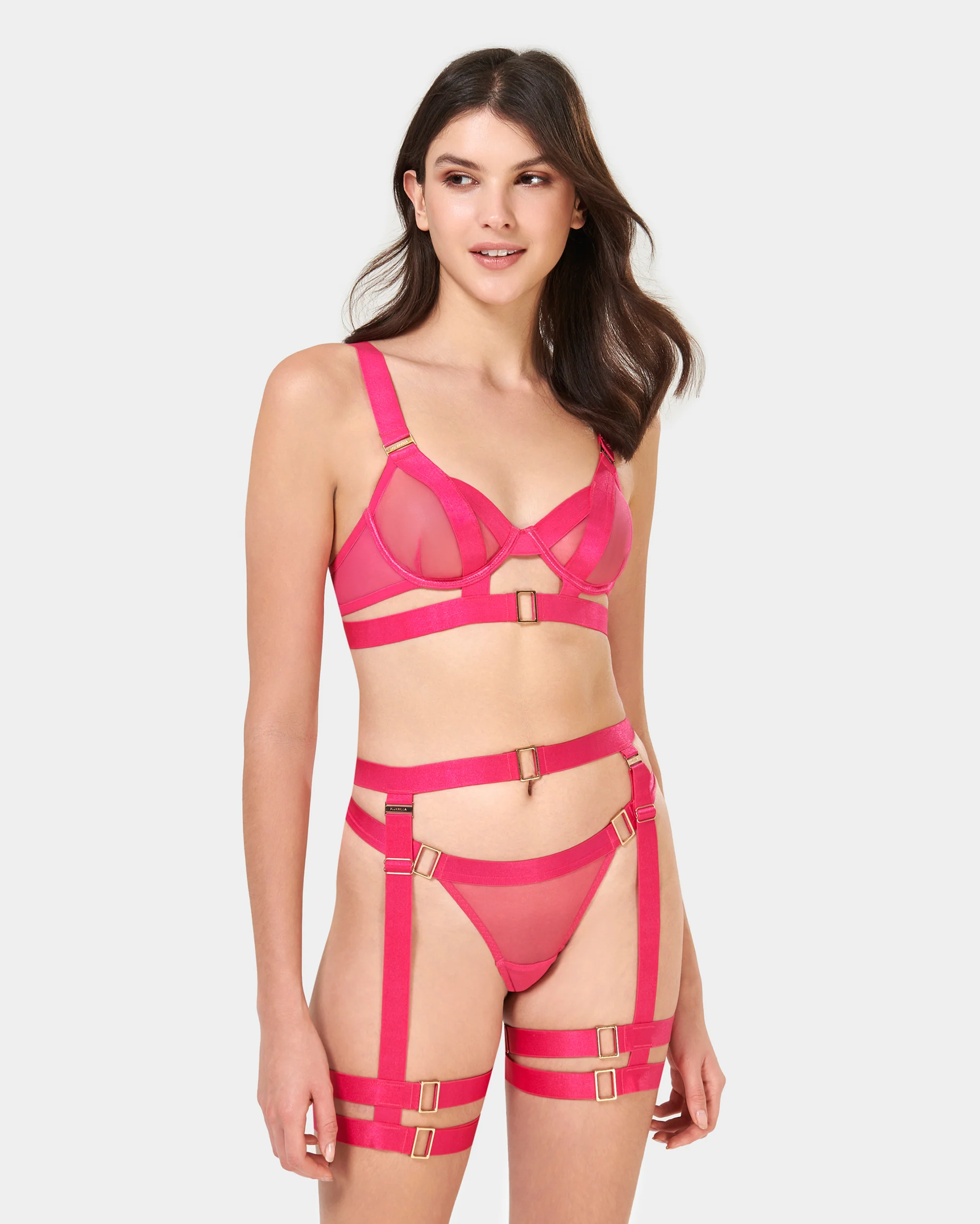Trinity Thigh Harness Fuchsia Pink