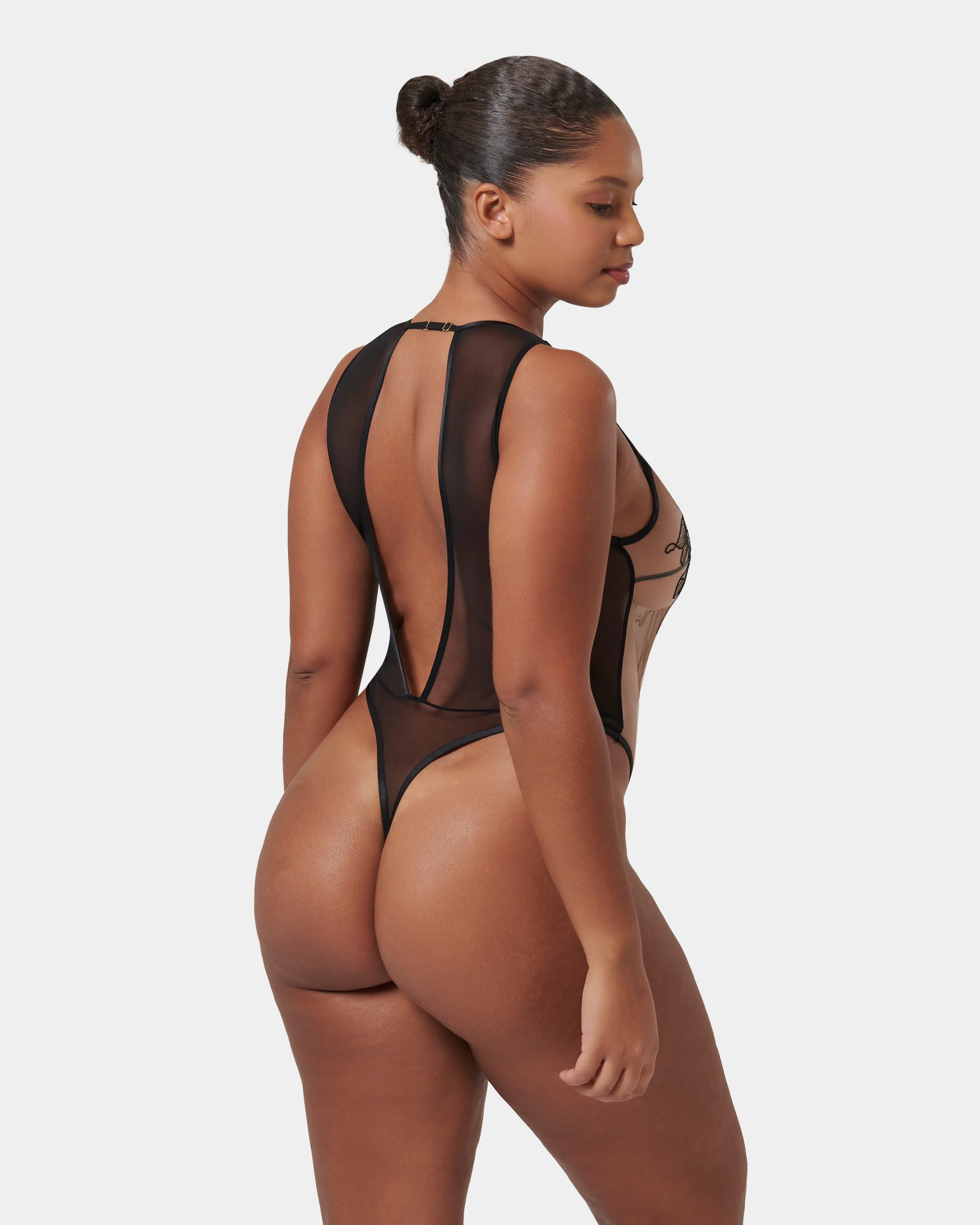 Safiya Soft Bodysuit Black/Sheer