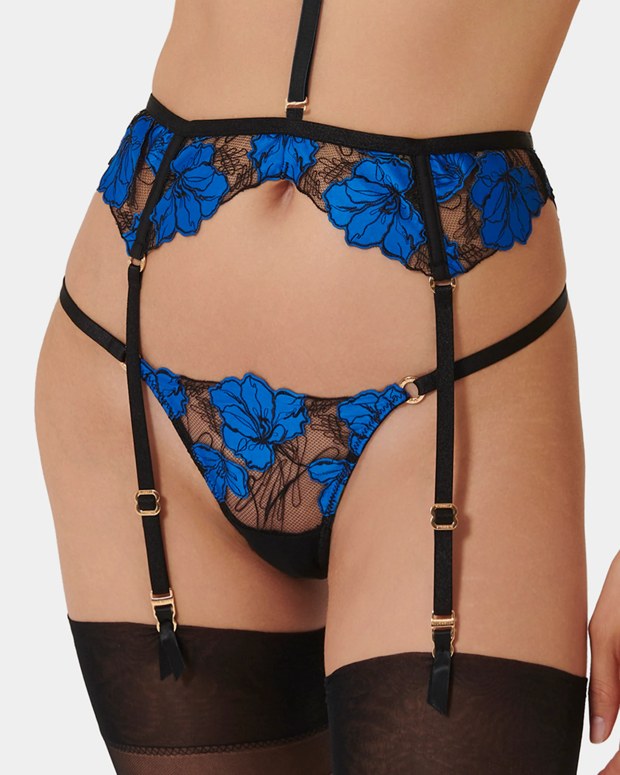 Sorento Suspender Harness (with detachable collar) Black/Egyptian Blue