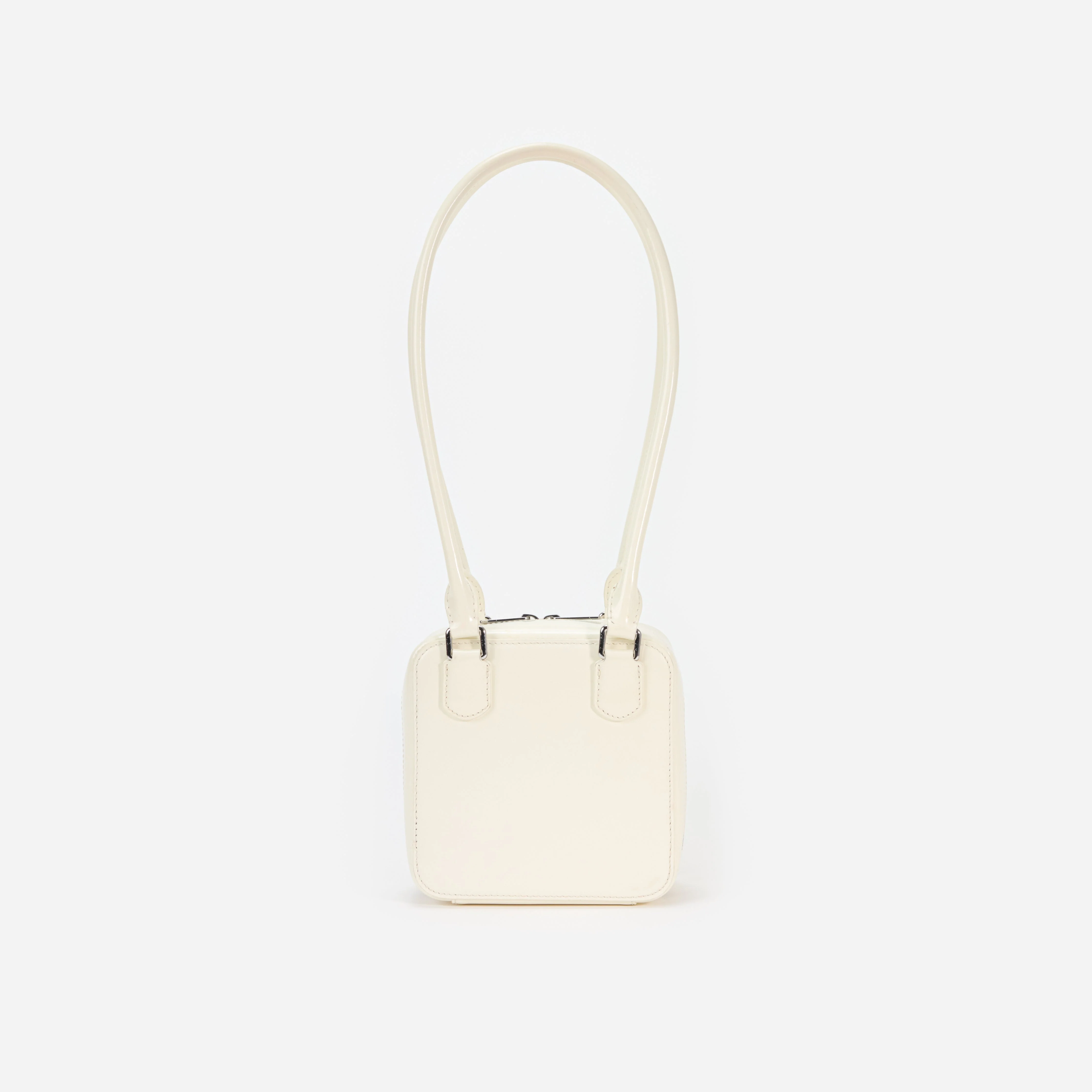 Cream Leather Square Shoulder Bag