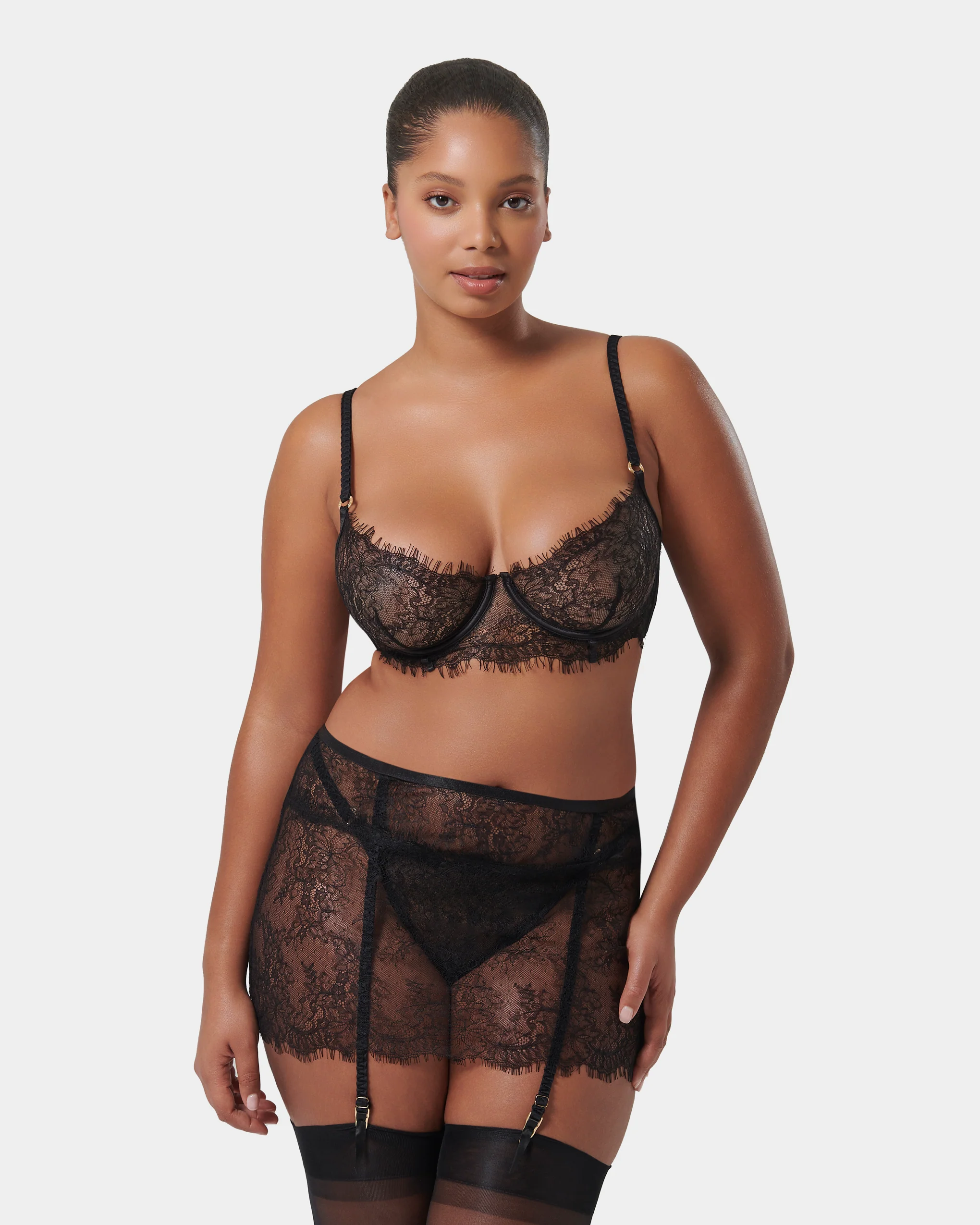 Camelia Skirt Suspender Black