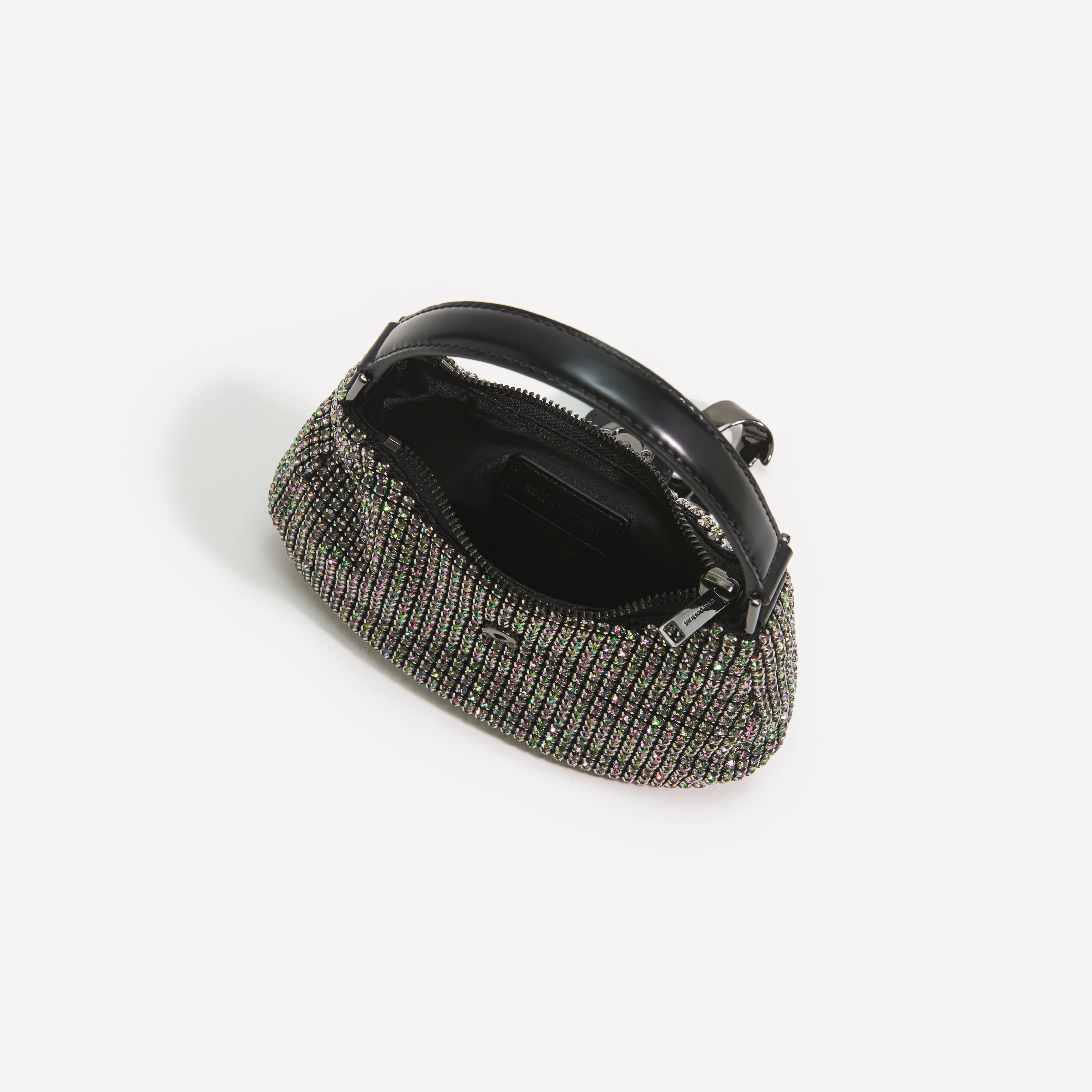 Multi Rhinestone Chainmail Crescent Bag