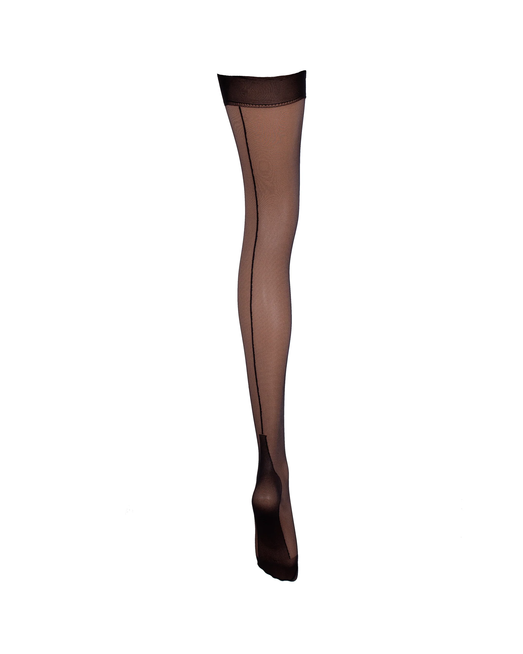Back Seam Leg/Plain Top Stockings Black