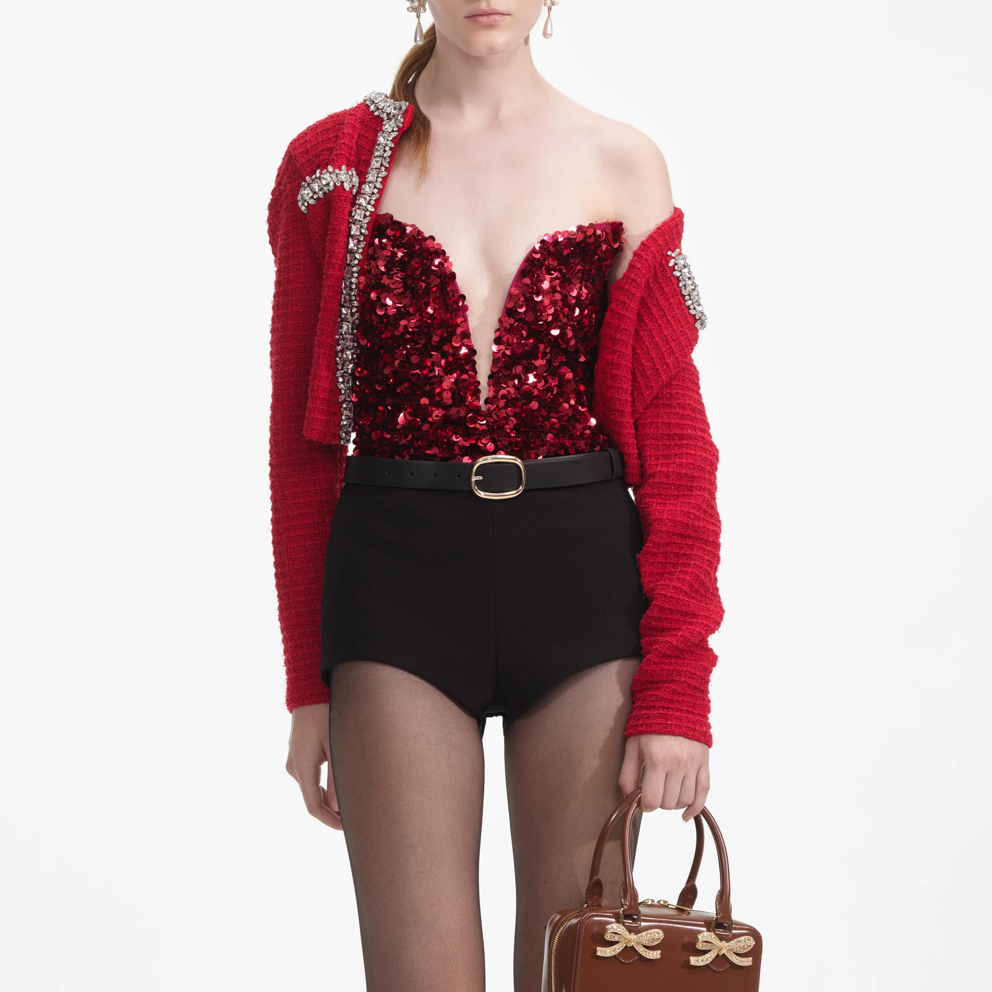 Red 3D Sequin Top