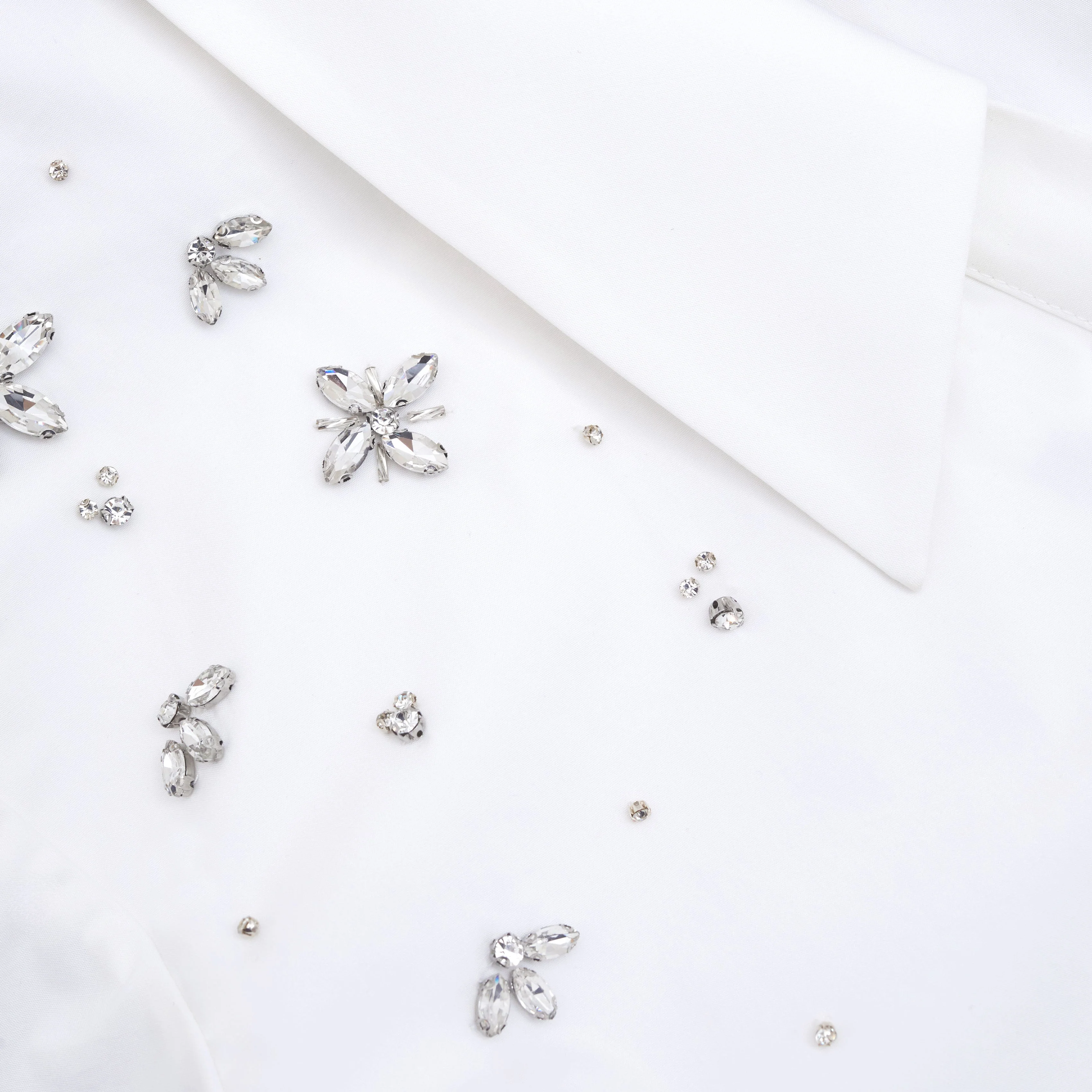 White Cotton Embellished Mini Dress