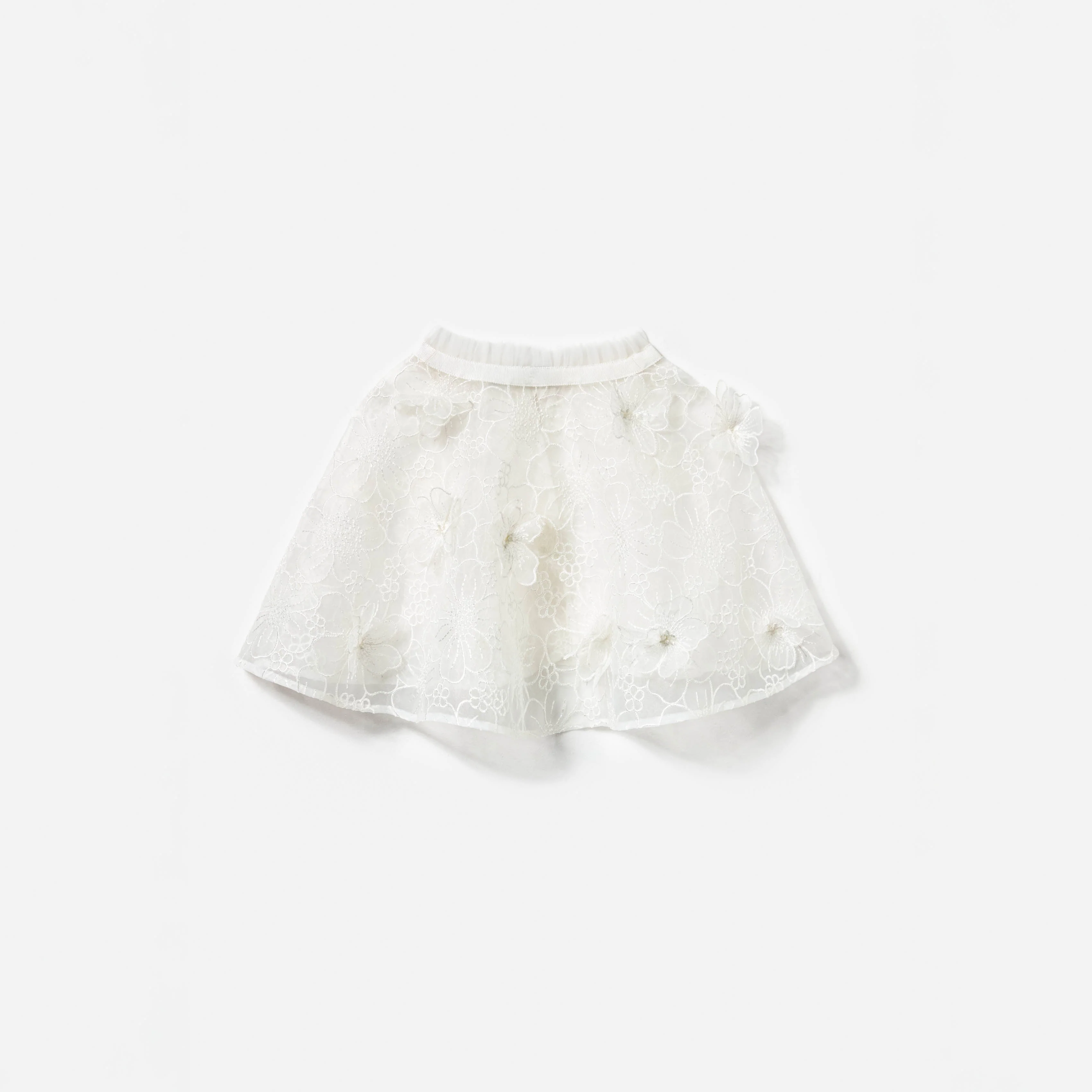 White Embellished Tulle Cape