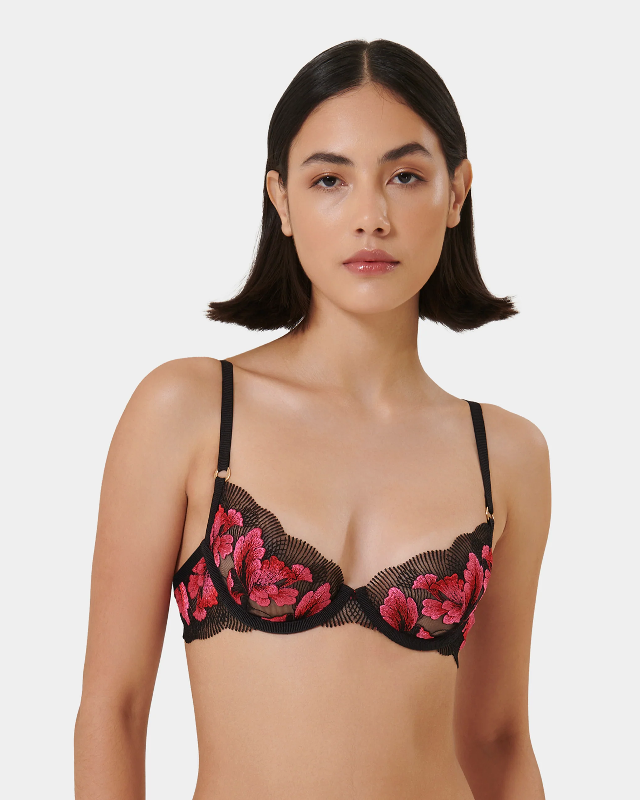 Vivienne Floral Embroidered Bra Pink