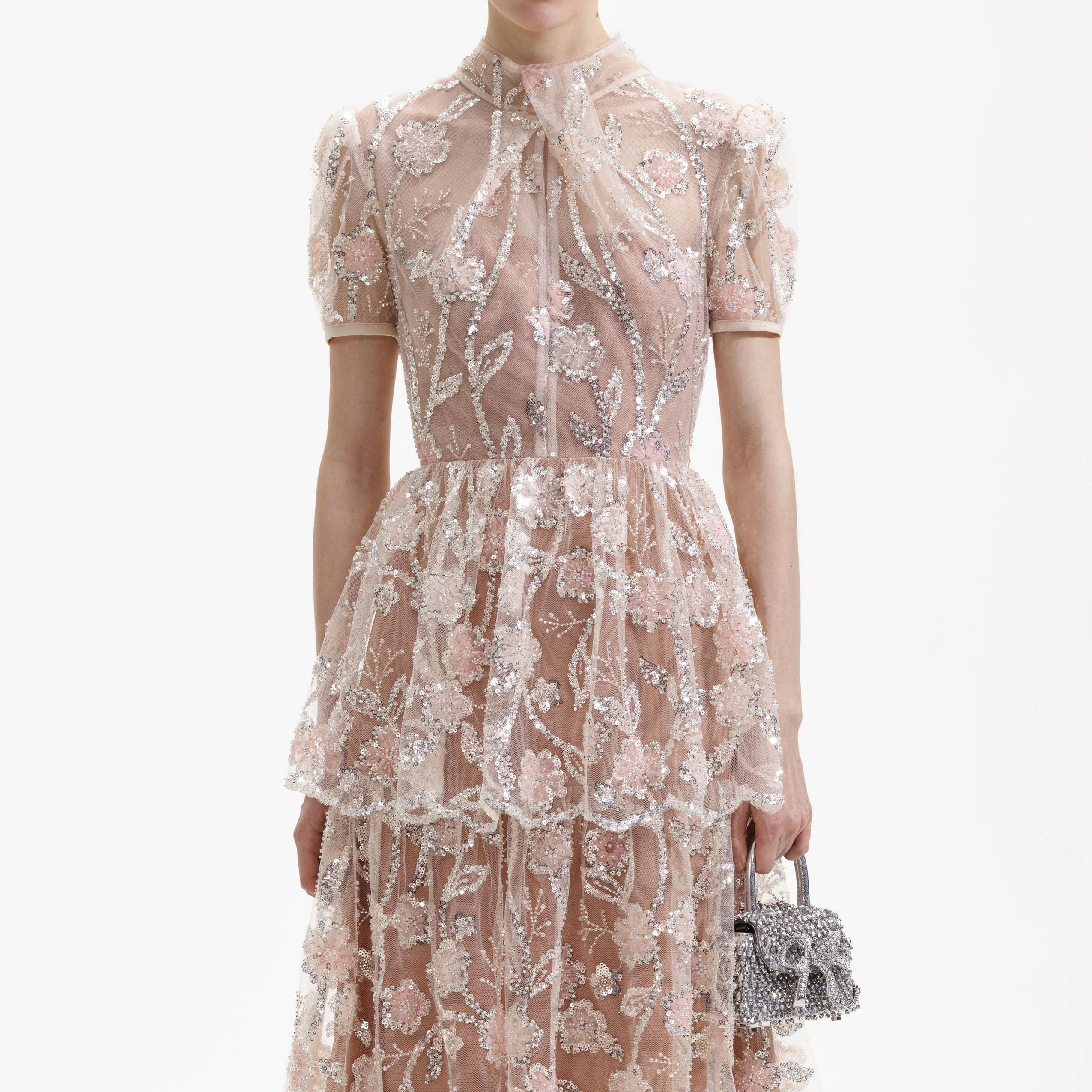 Sequin Flower Maxi Dress