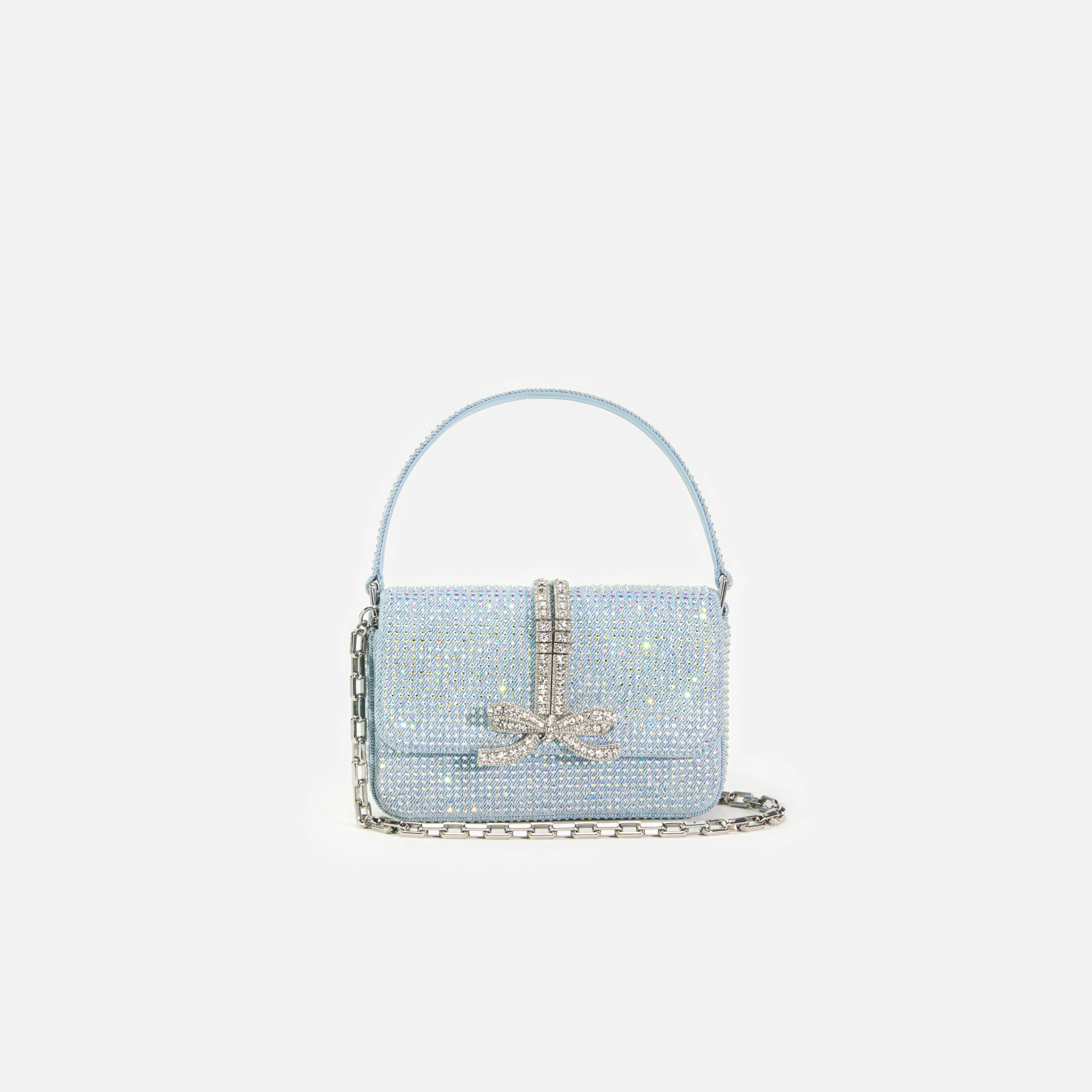 Blue Rhinestone Denim Micro Bag