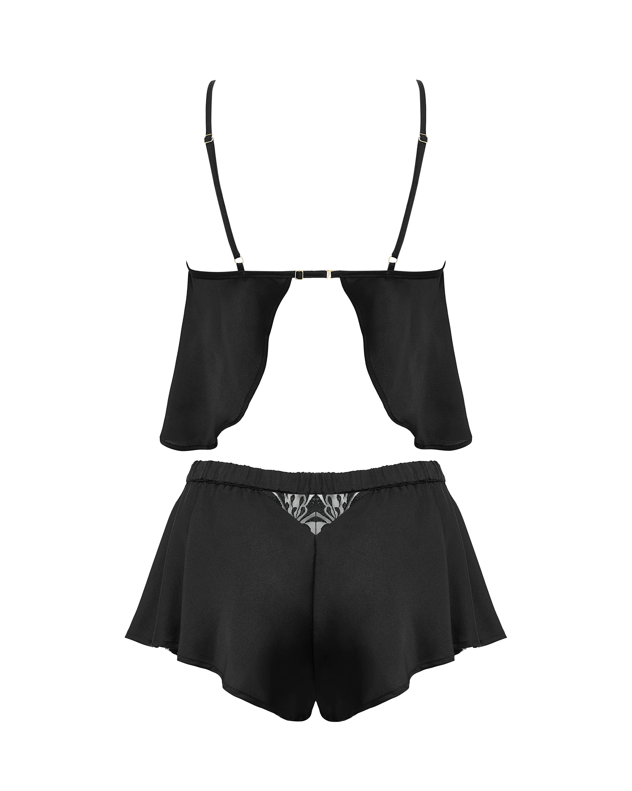Leonora Luxury Satin Cami and Short Set Black