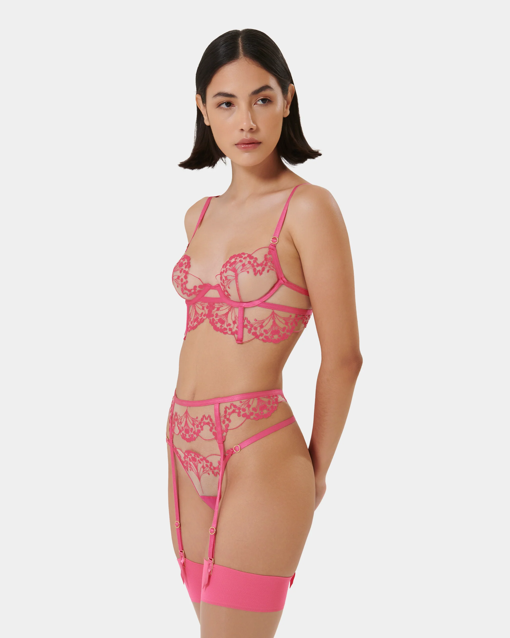 Marisa Embroidered Sheer Bra Pink