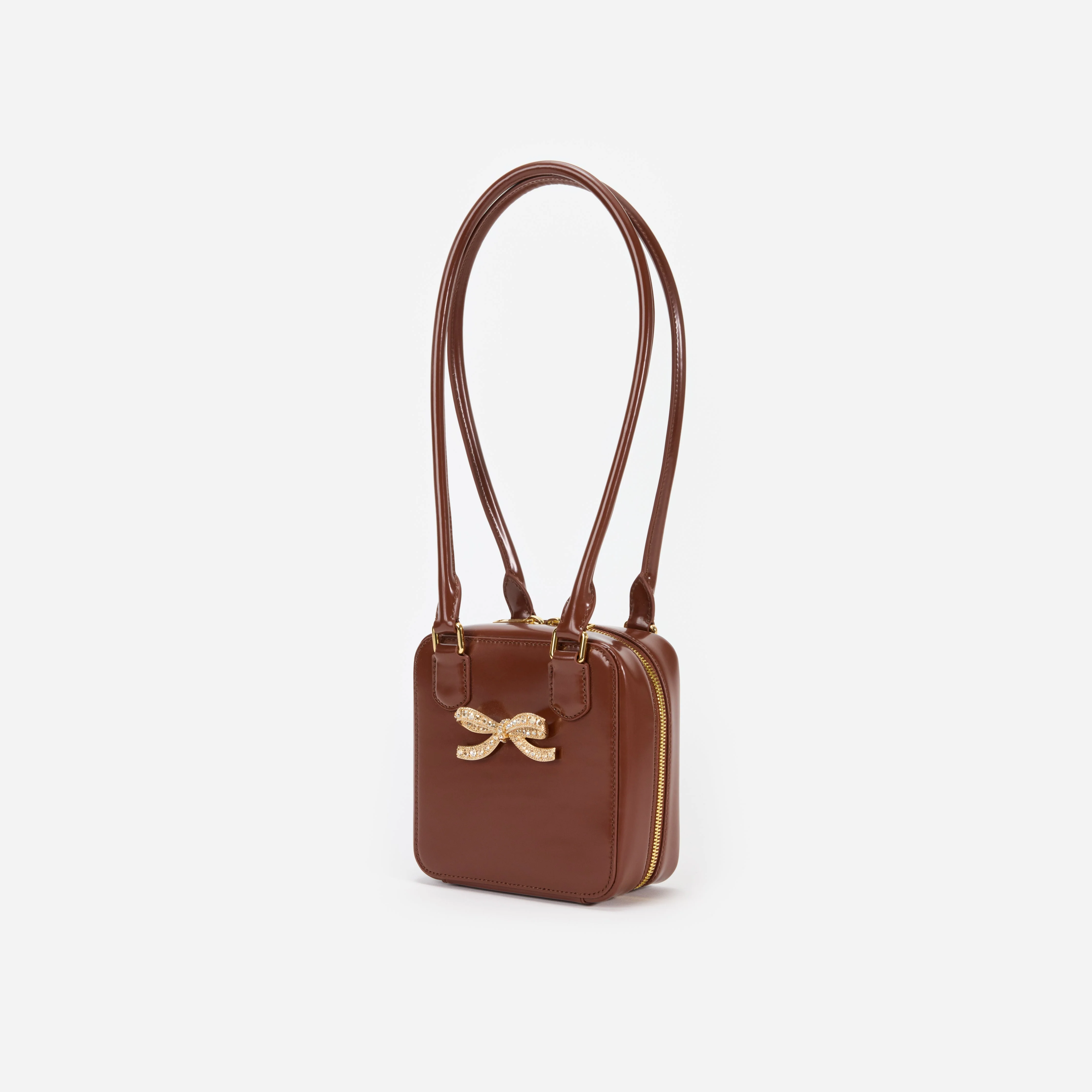 Brown Leather Square Shoulder Bag
