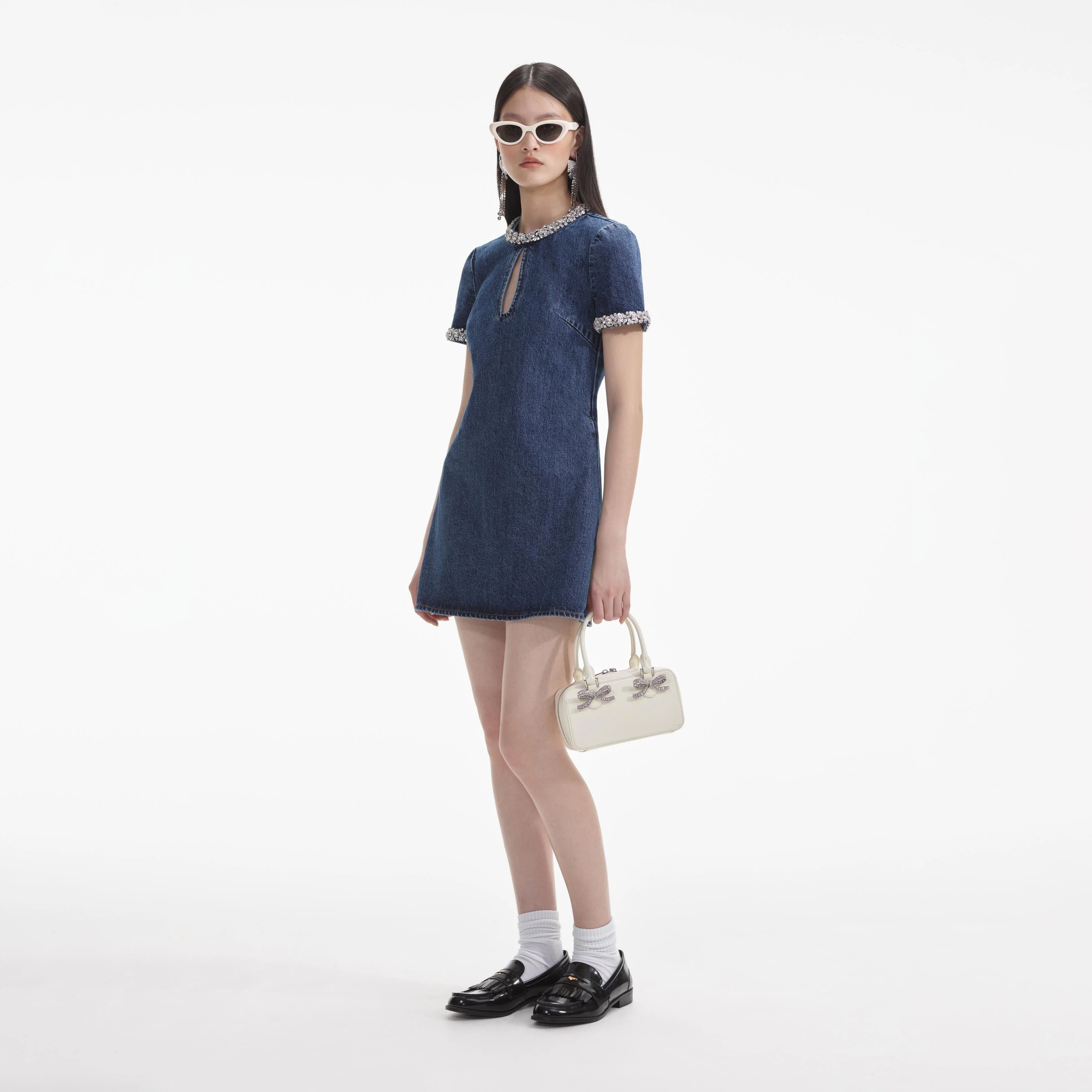 Embellished Denim Mini Dress