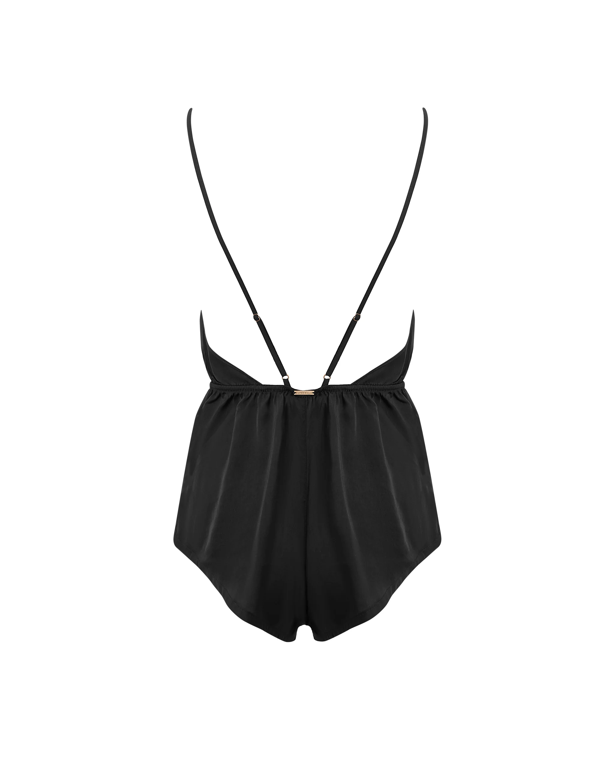 Genevieve Luxury Satin Teddy Black/Sheer