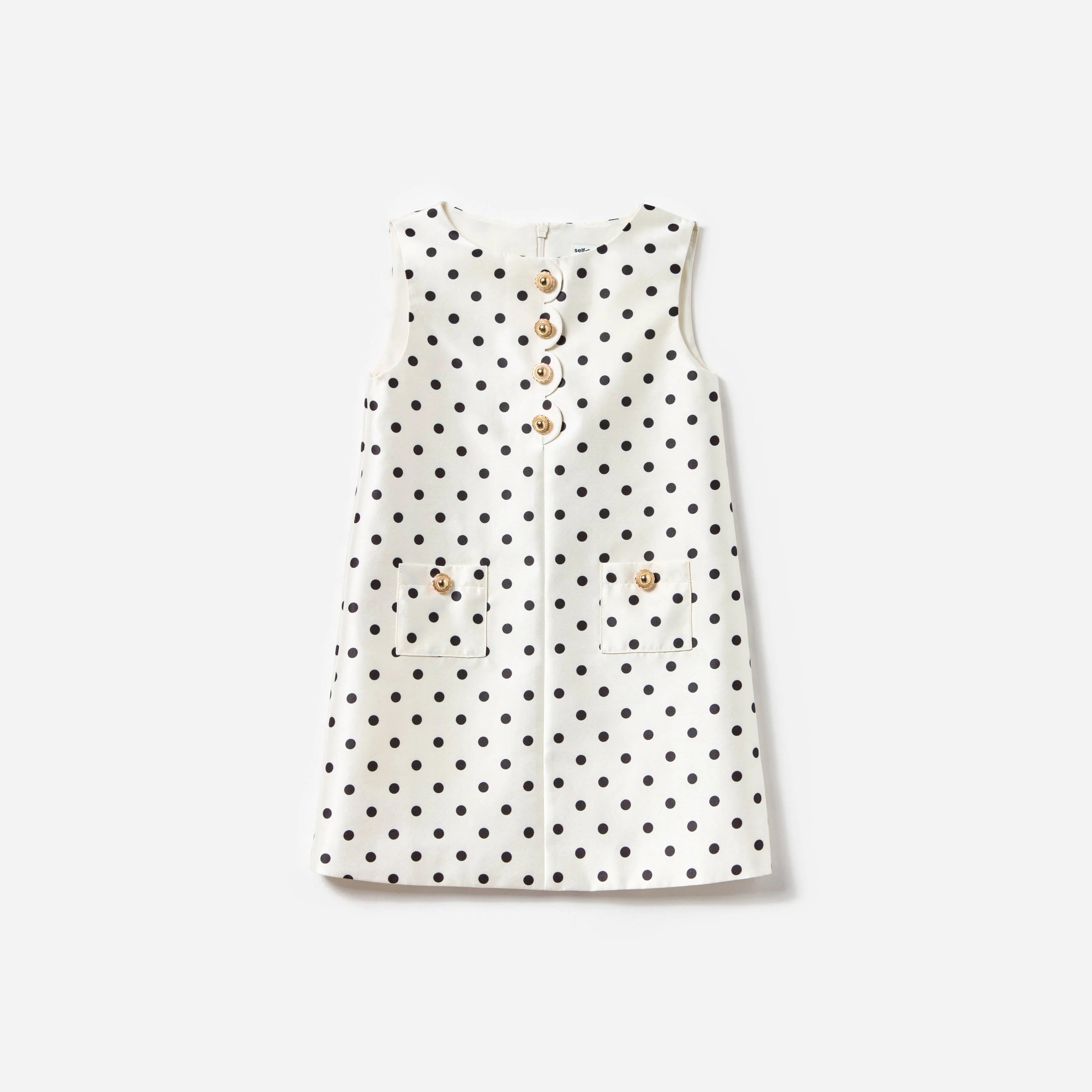 Cream Sleeveless Polka Dot Taffeta Dress