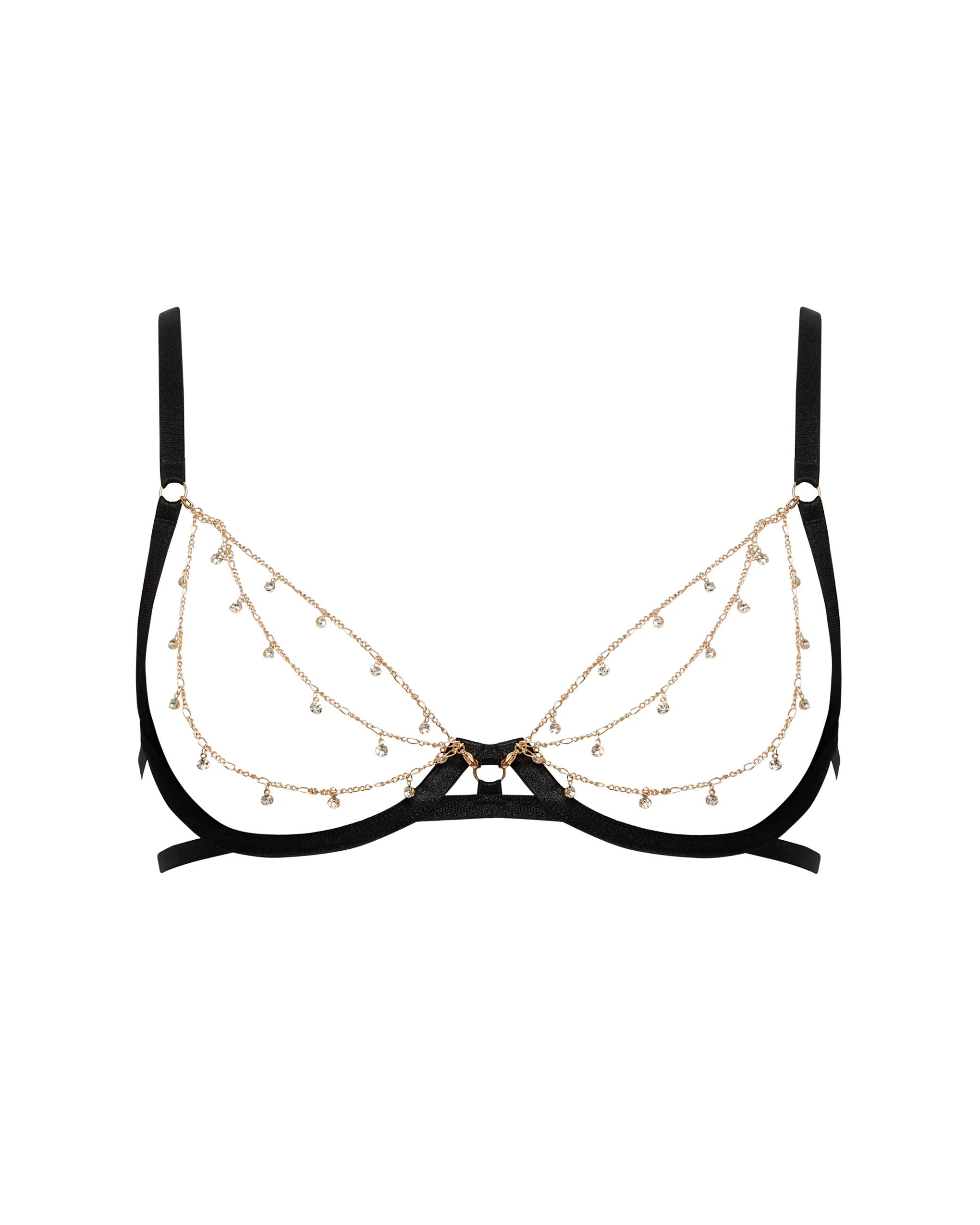 Petra Open Wired Bra Black/Gold/Silver