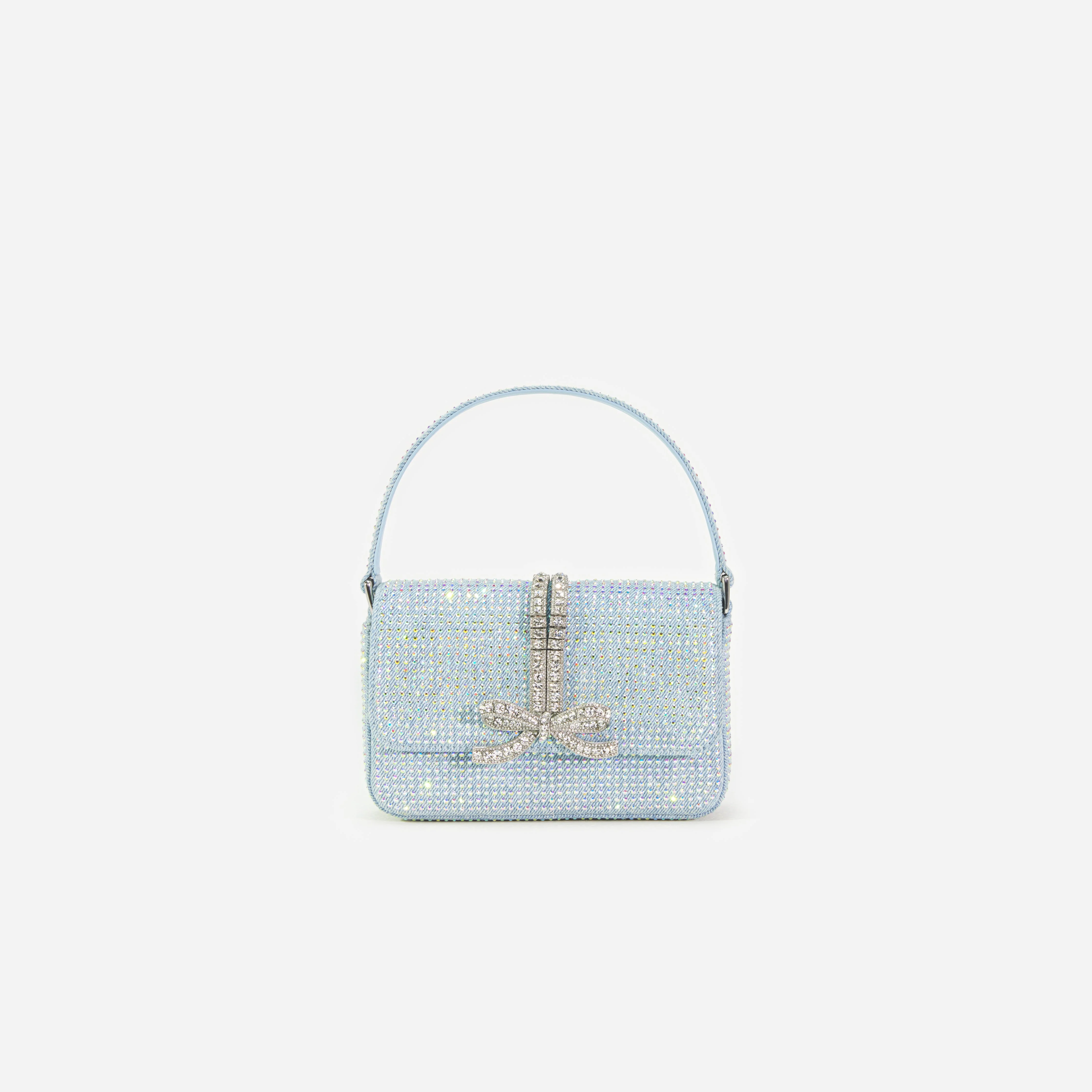 Blue Rhinestone Denim Micro Bag