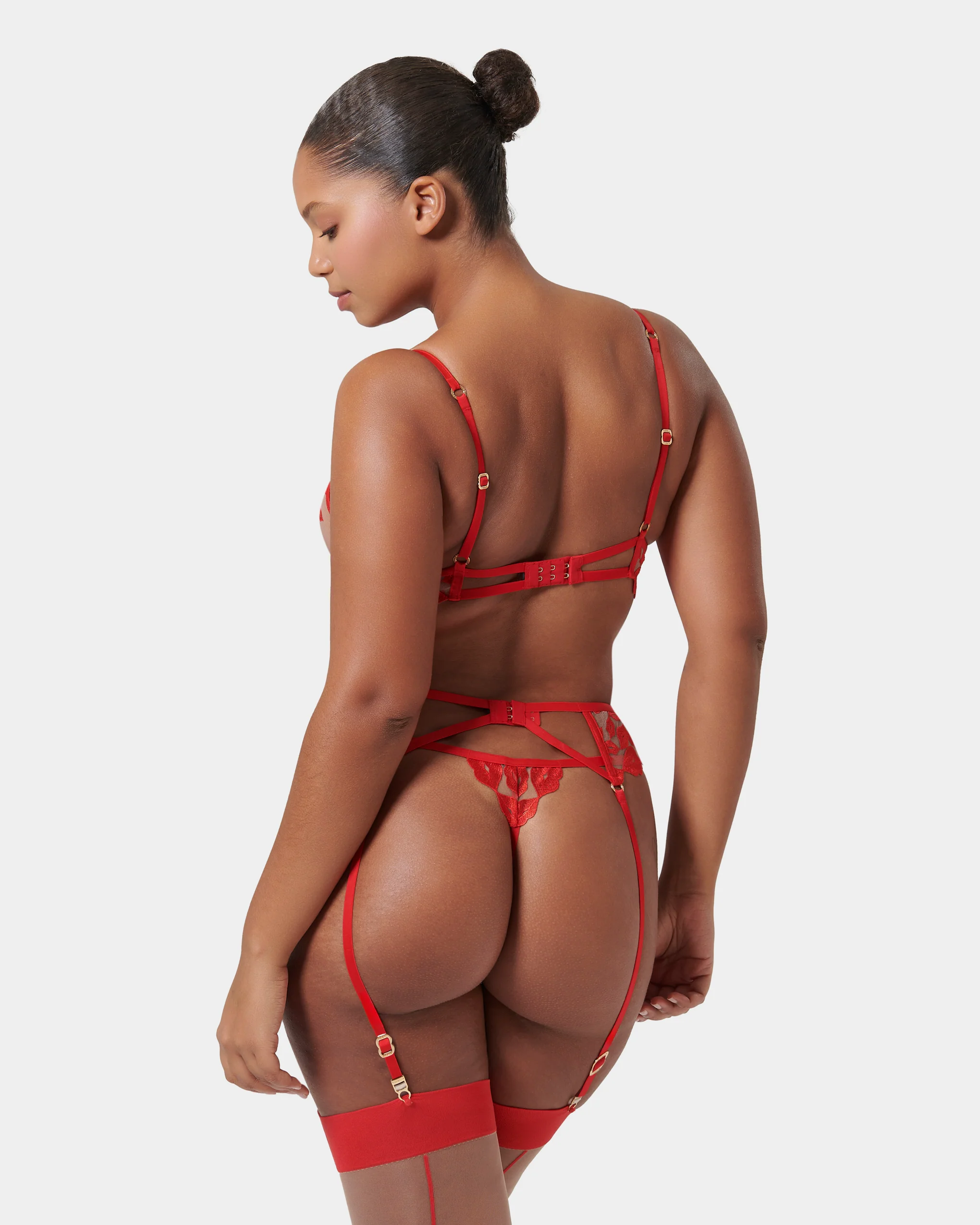 Marian Suspender Red/Sheer