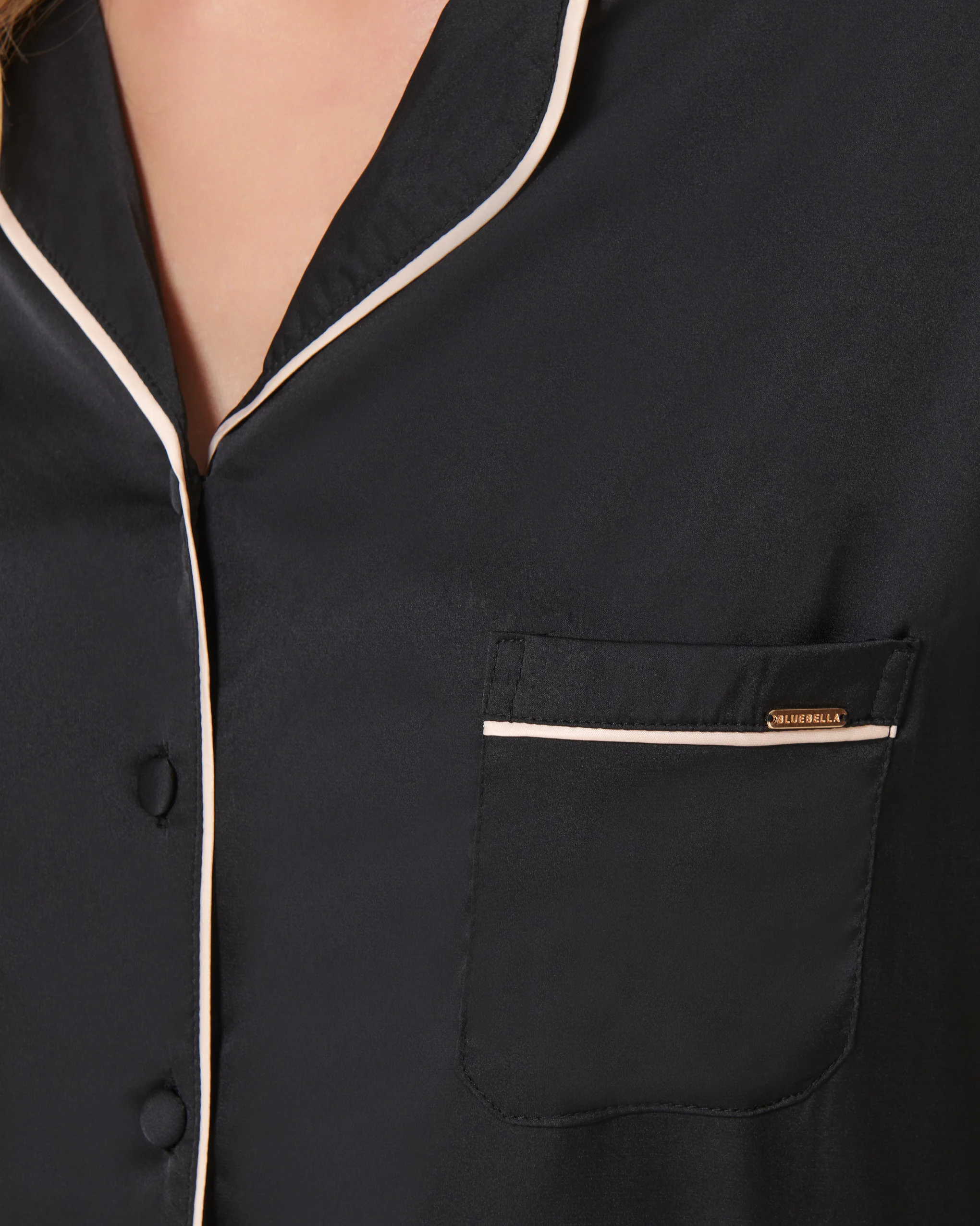 Claudia Shirt and Trouser Set Black/Pale Pink