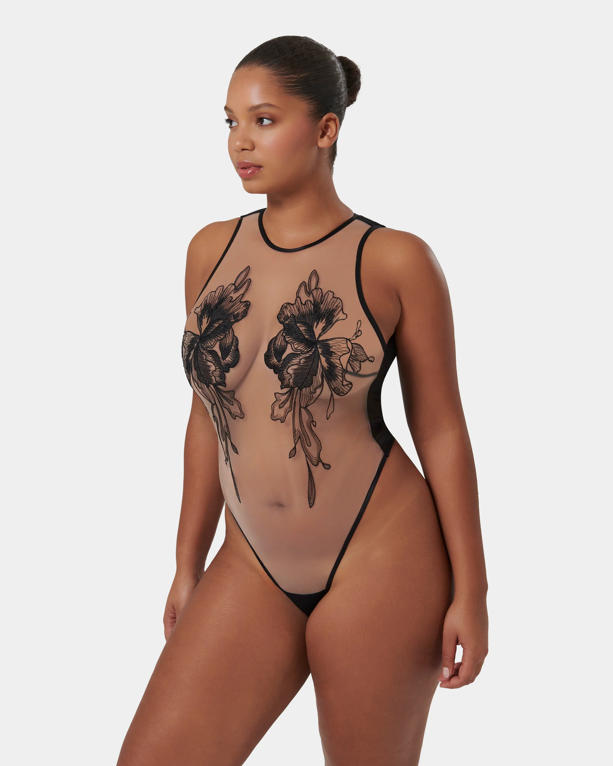 Safiya Soft Bodysuit Black/Sheer