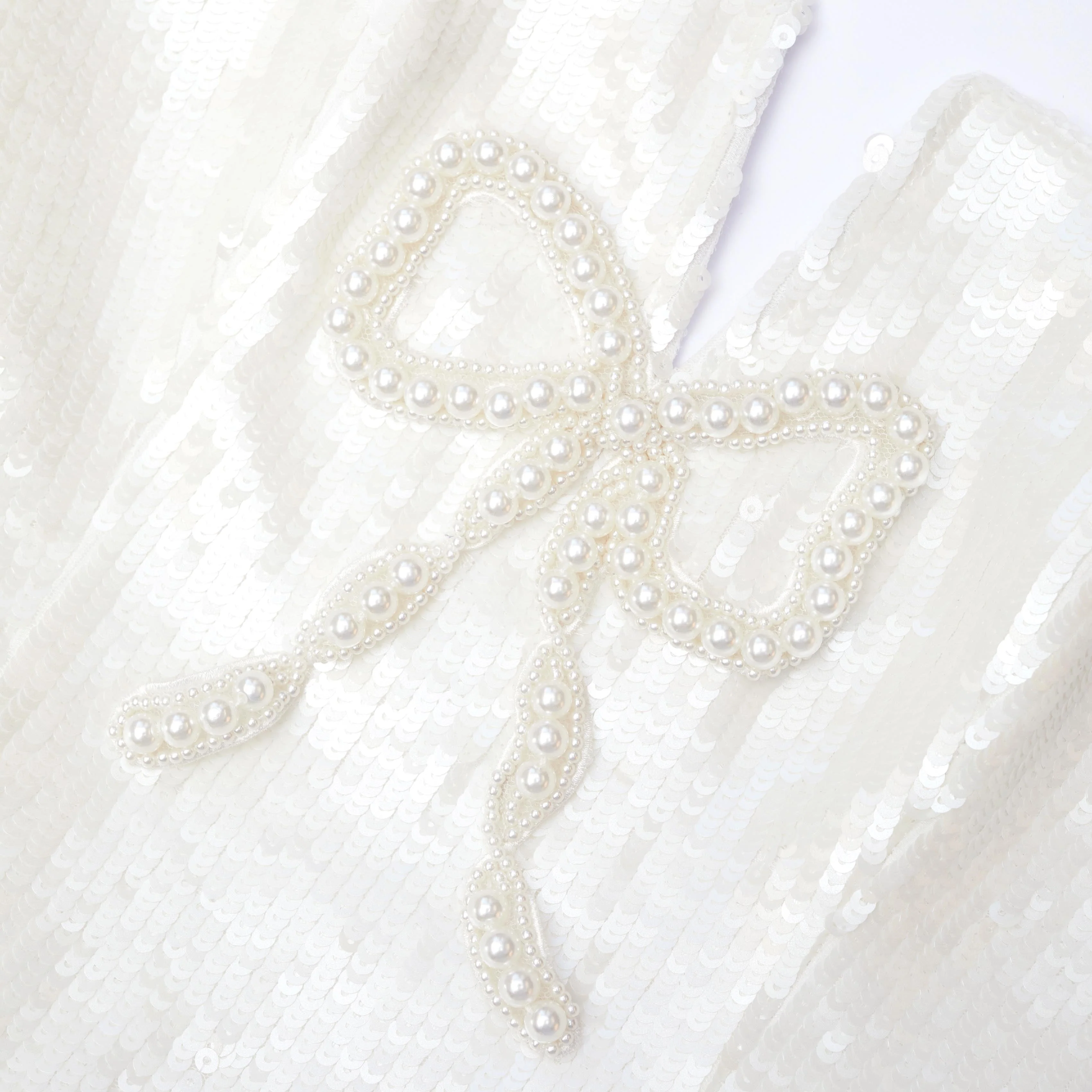 Cream Sequin Bow Mini Dress