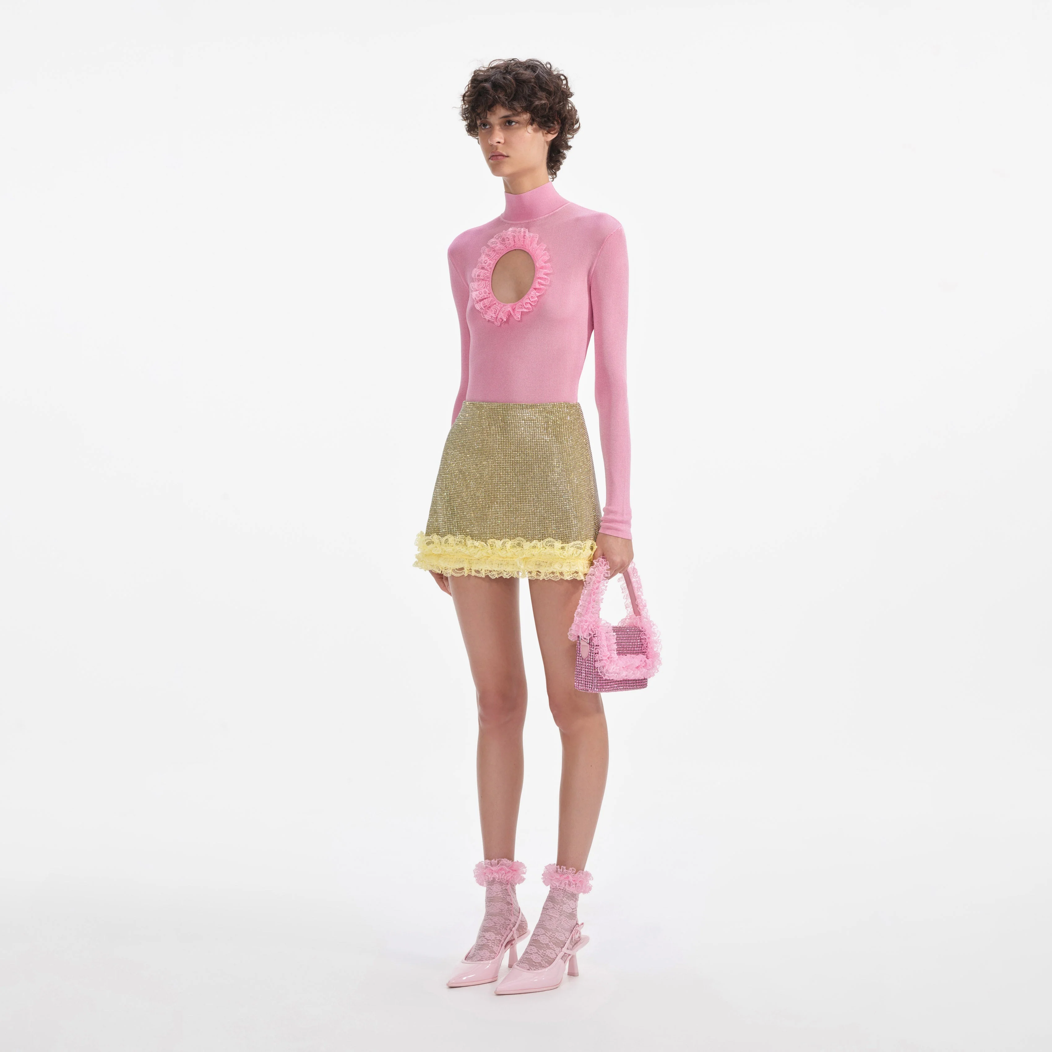 Pink Knit Cut Out Bodysuit