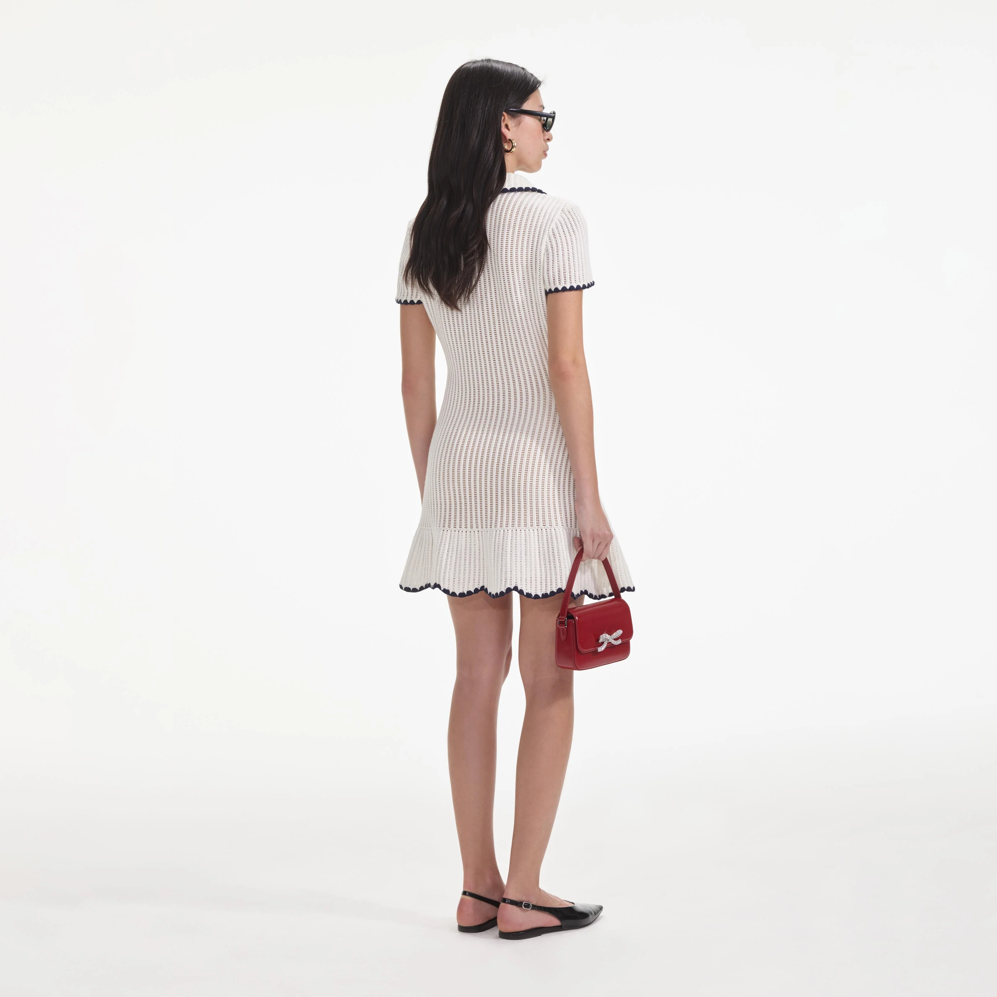 Cream Crochet Collared Mini Dress