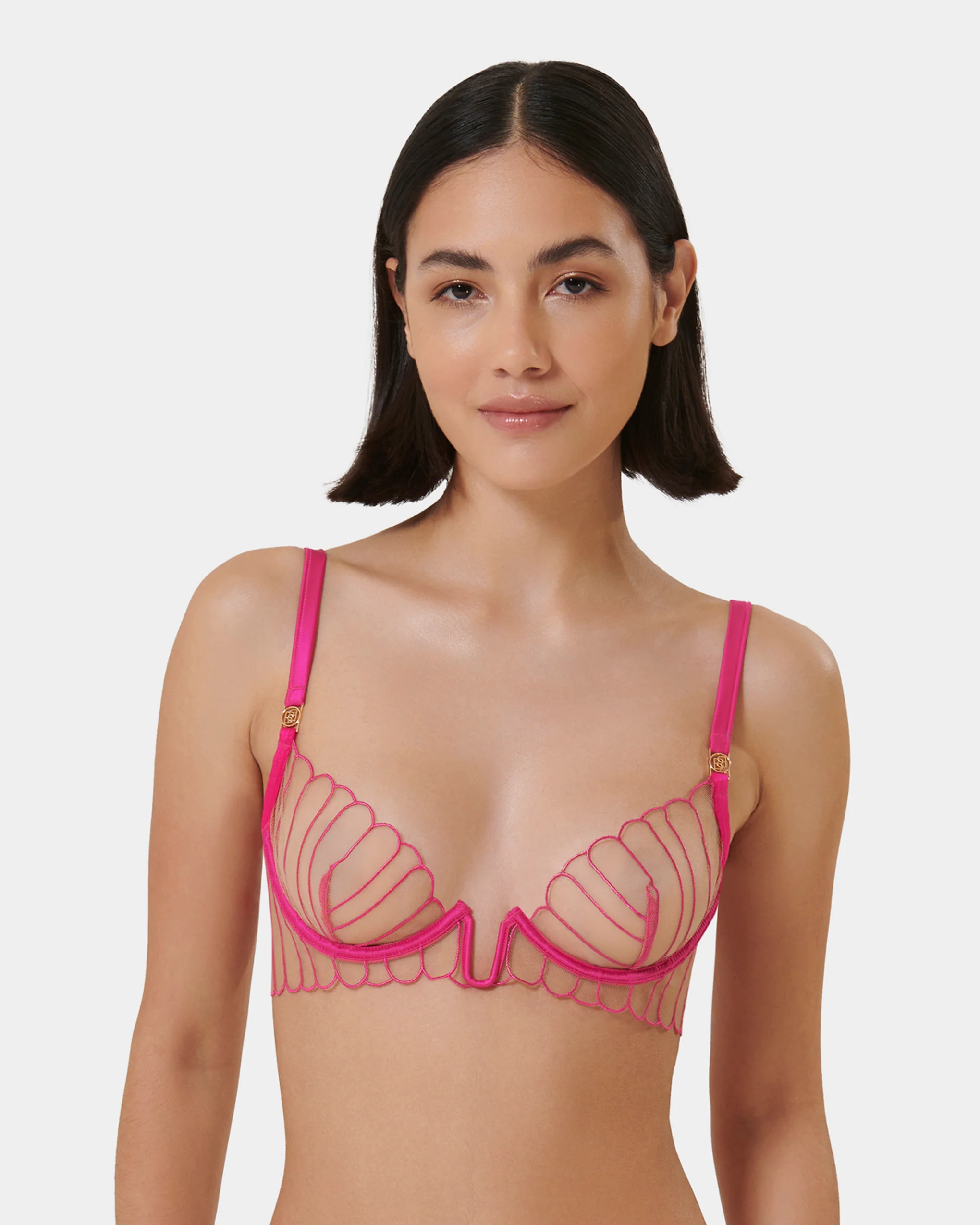 Imogen Embroidered Sheer Bra Pink