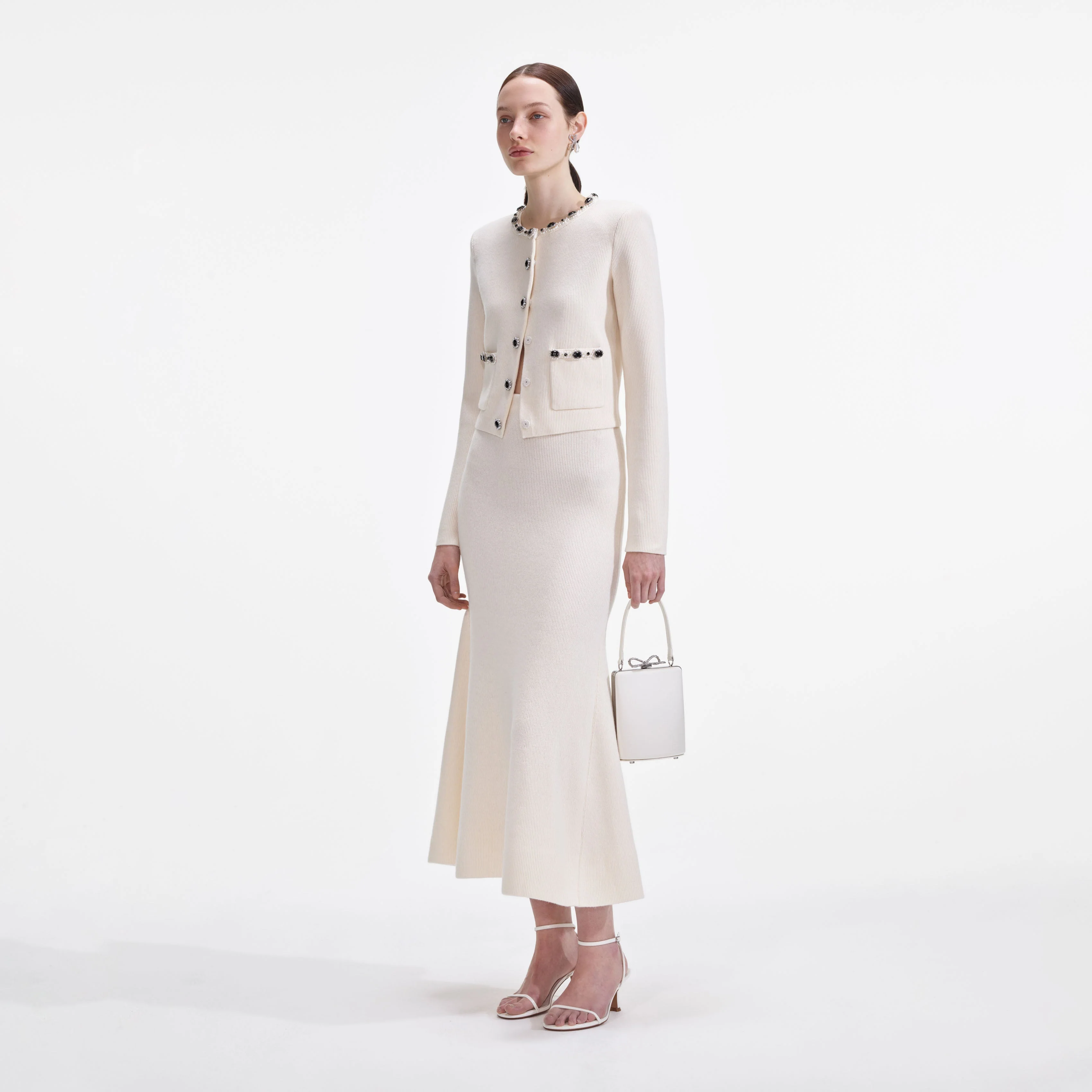 Cream Embellished Cardigan